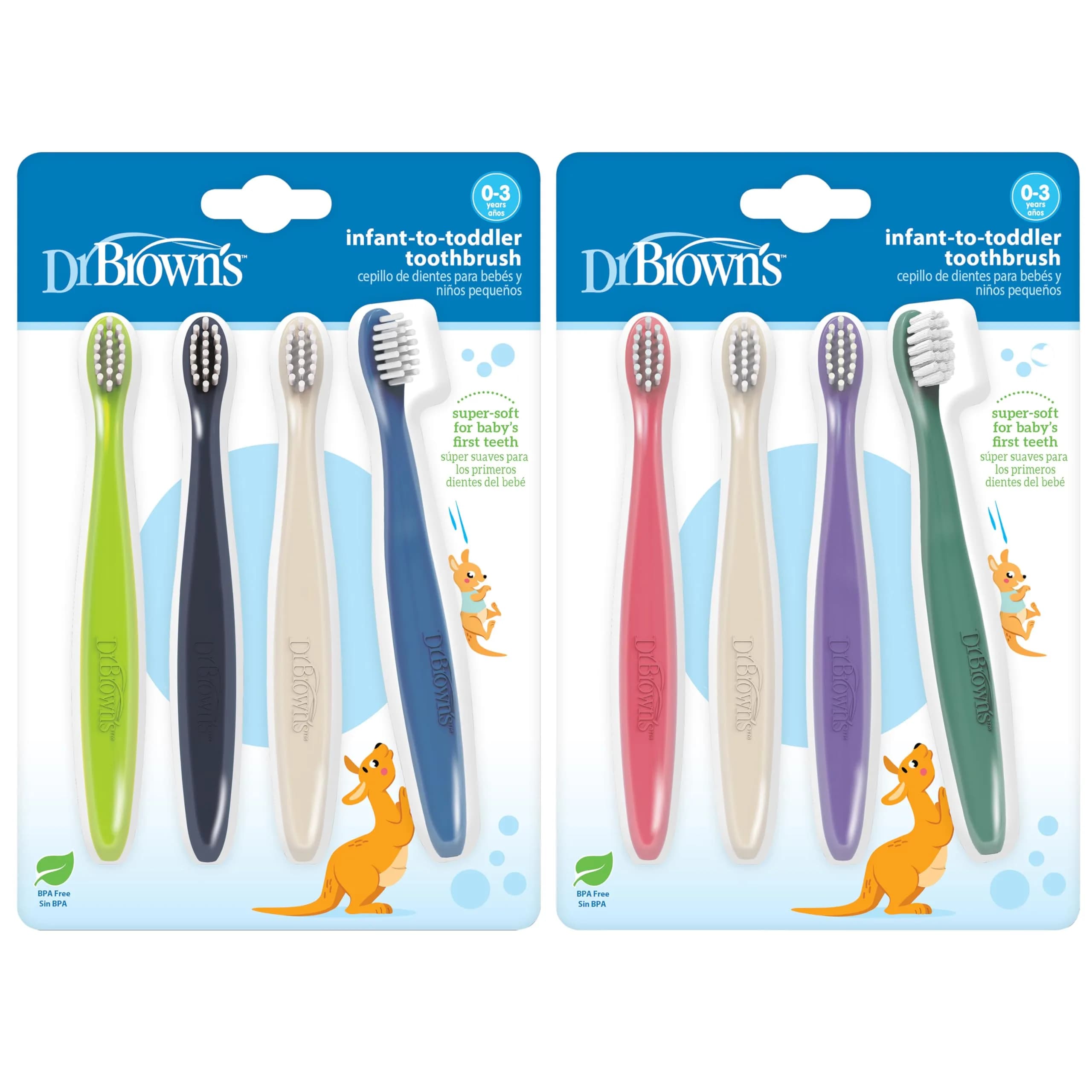 Dr. Brown's Infant-to-Toddler Toothbrush Set, Soft & Gentle, 8-Pack | BPA Free for Baby 0-3 Years - main product image