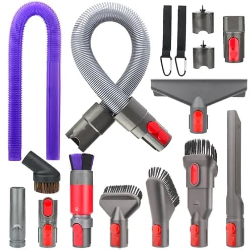 Fullclean Dyson Vacuum Cleaner Attachment Kit with Hose, Crevice Tool & Dryer Vent Cleaner (Gray) — All in One Cleaning Kit