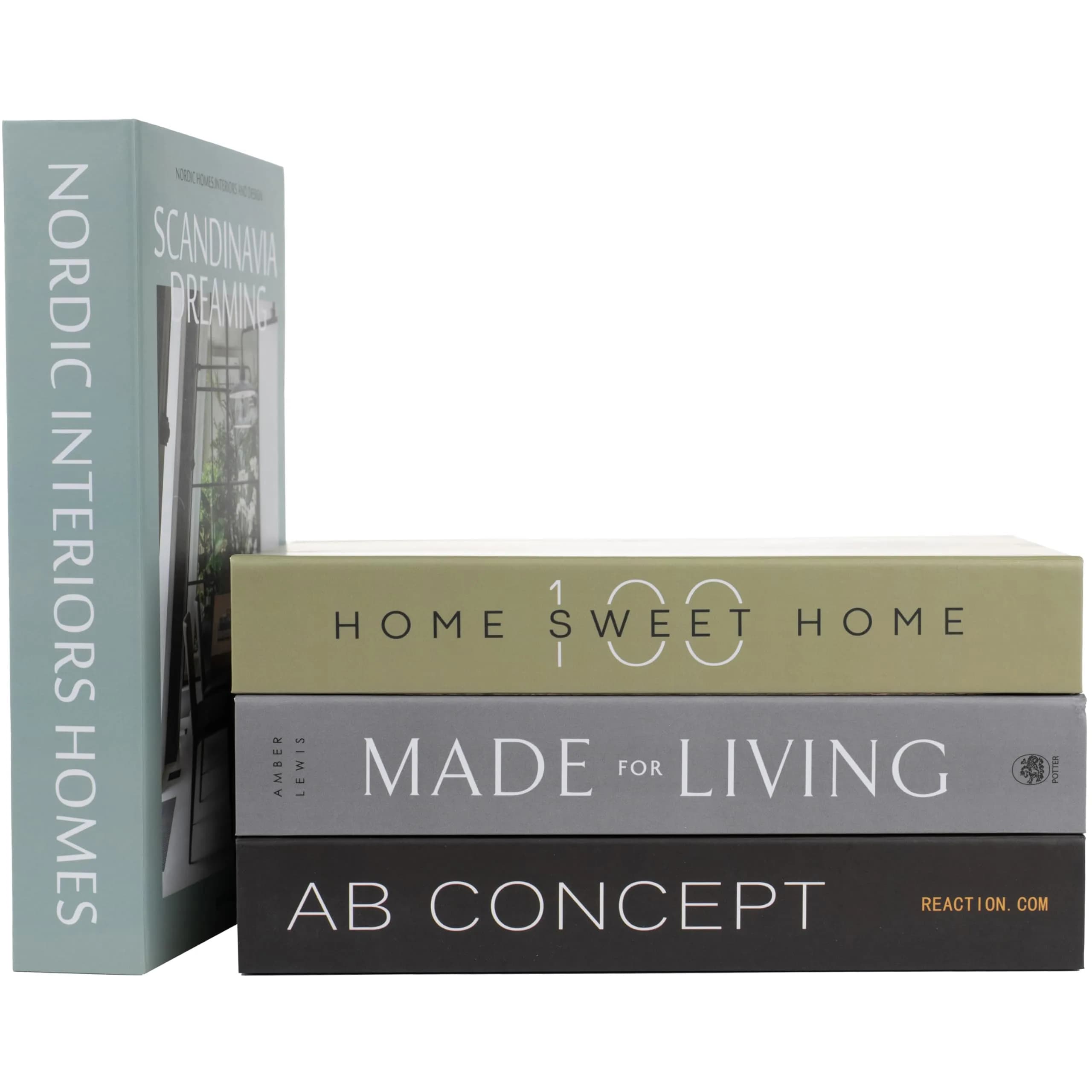 PROBENEX Decorative Books Set of 4 | Faux Olive Green Book Decor for Shelves & Coffee Tables