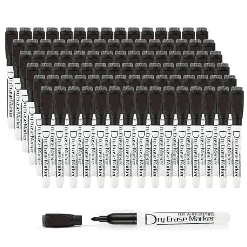 Volcanics Magnetic Dry Erase Markers Bulk Pack of 90, Black | Smooth Ink Flow, Fade-Resistant, Low Odor - main product image