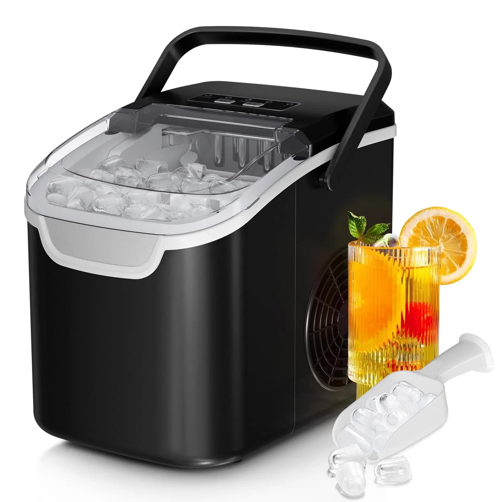 Antarctic Star Countertop Ice Maker Machine, 26 Lbs/Day, 8.7"W x 10.4"D x 11.2"H Black | Fast Bullet Ice in 6 Minutes - main product image