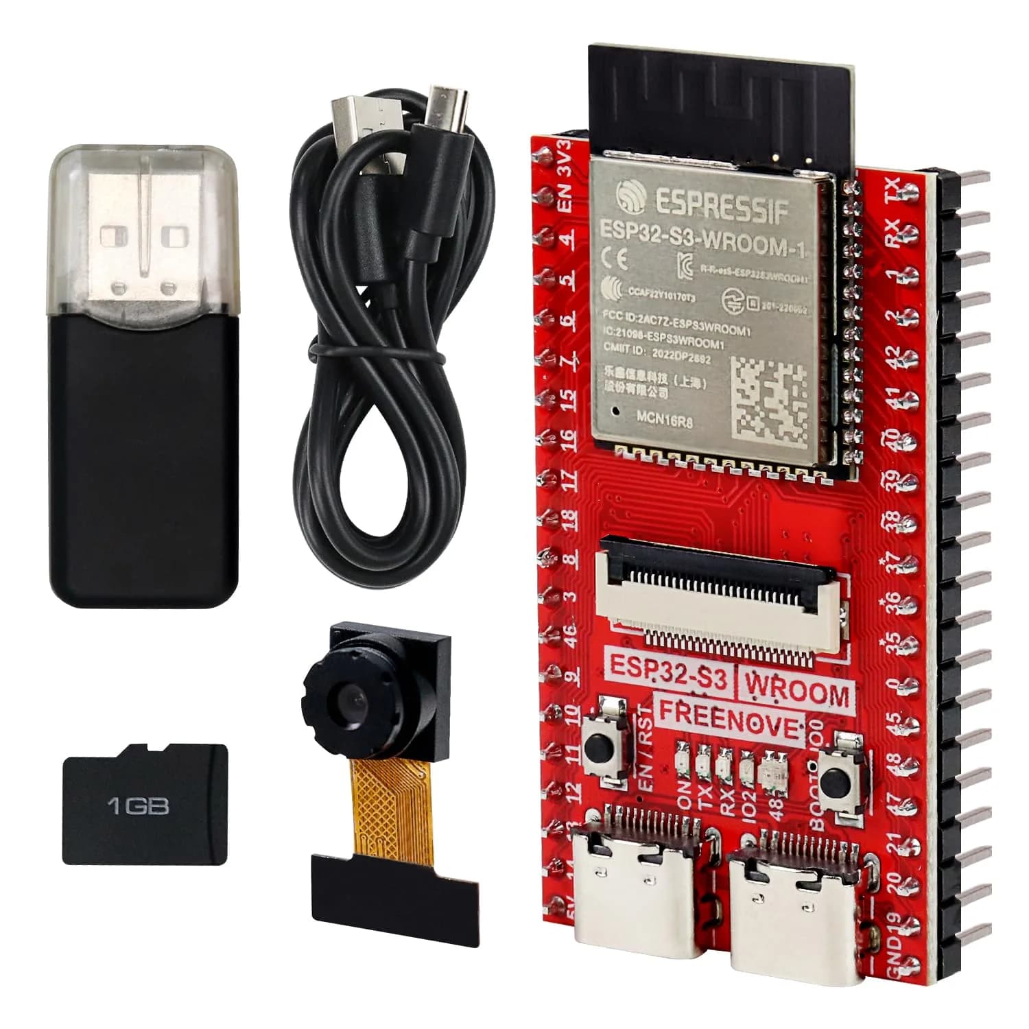 Freenove ESP32-S3 CAM Board (16MB Flash, 8MB PSRAM) Dual-Core 240MHz Microcontroller with Camera & Wi-Fi | Python C Code Projects - main product image