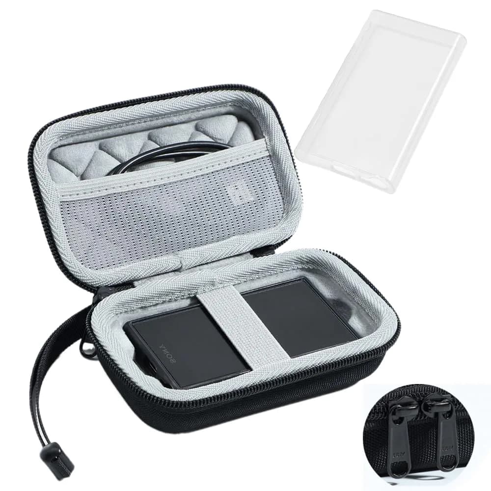 AudioPartner Hard Carrying Case & Clear Black TPU Case for Sony Walkman NW-A306 NW-A307 NW-A300 Series | 14.0 cm (5.51 in) x 8.0 cm (3.15 in) x 5.0 cm (1.97 in)