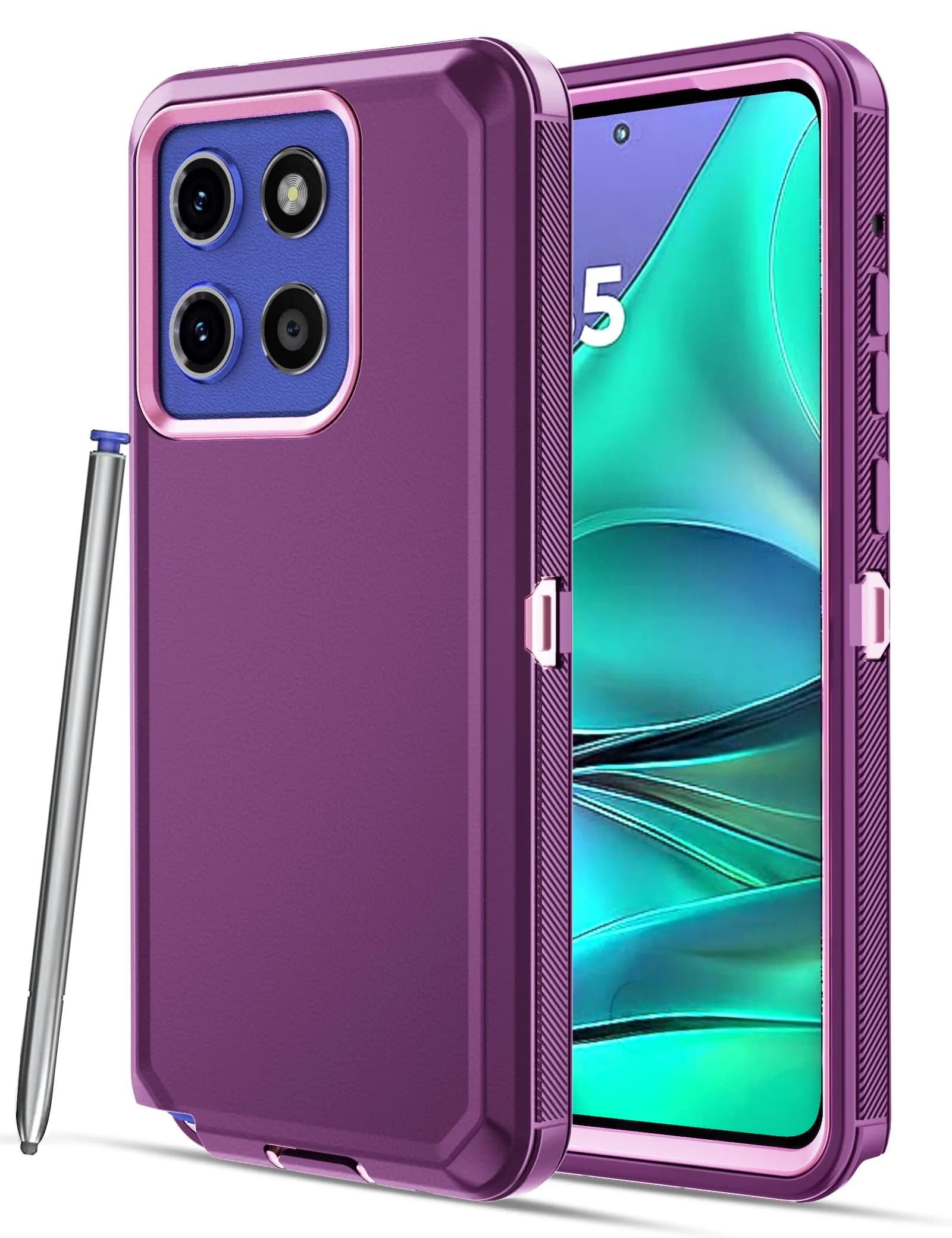 Jiunai Purple Heavy Duty Dual Layer Case for Moto G Stylus 2025/2026 (6.7-inch Display) | Shockproof Port Cover Rugged Phone Case - main product image