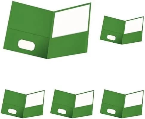 Oxford Two Pocket Folders Textured Paper Green Letter Size, 25 Count (Pack of 5) | Durable Textured Paper for School & Office - main product image