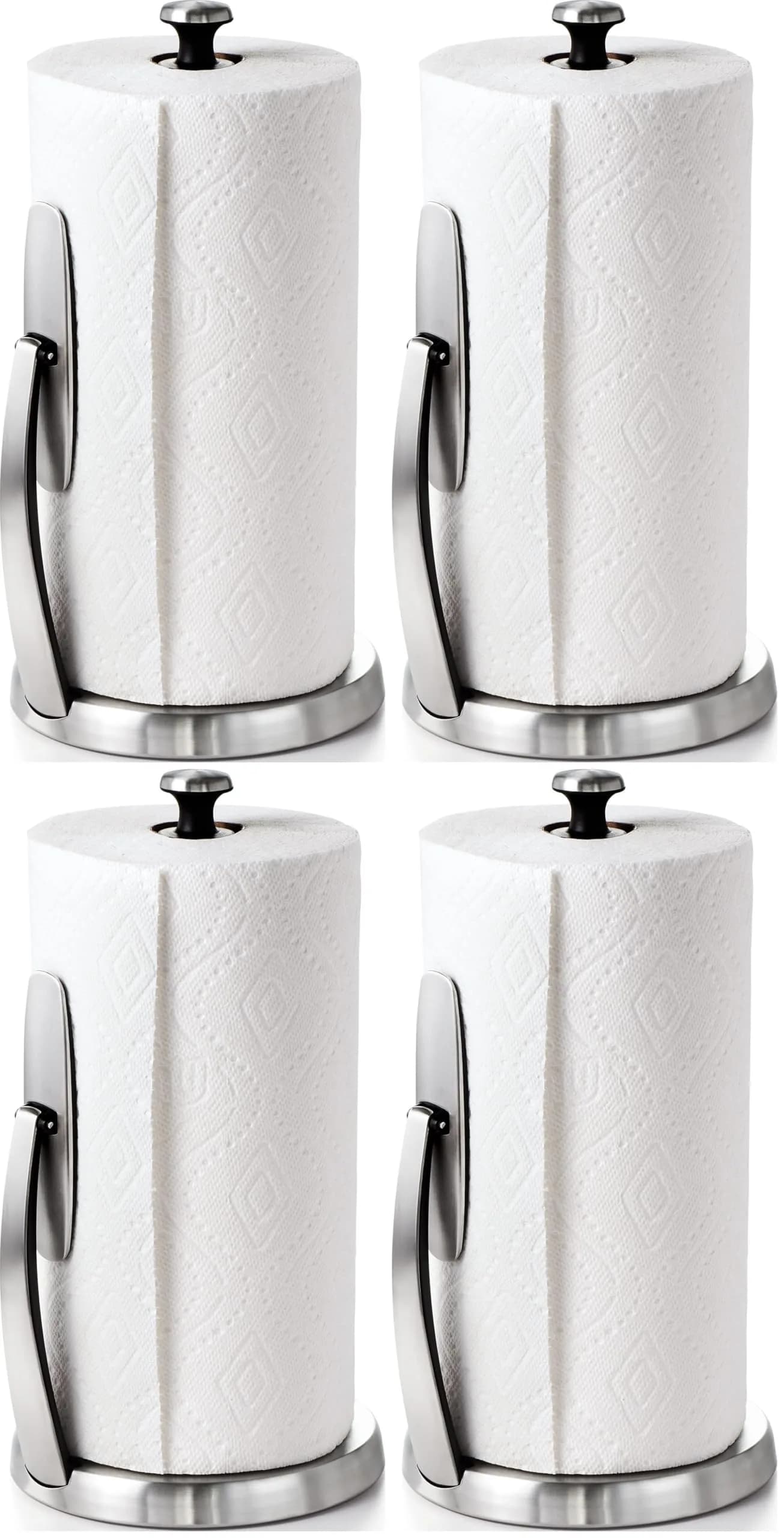 OXO Good Grips SimplyTear Paper Towel Holder Countertop (4 Pack) | Adjustable, Non-Slip, Easy Reload