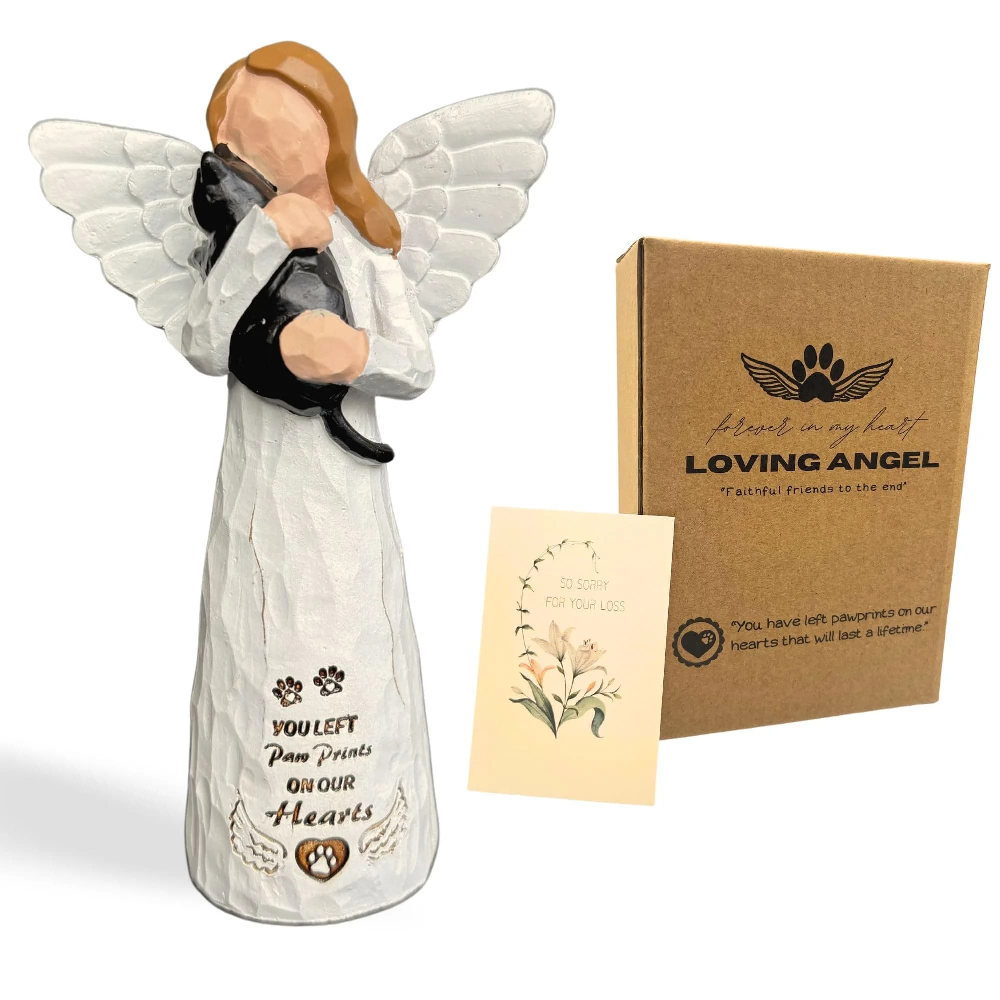 DUDULOVY Cat Memorial Gifts - Angel Statue, Black, Polyresin, Pet Memorial Products