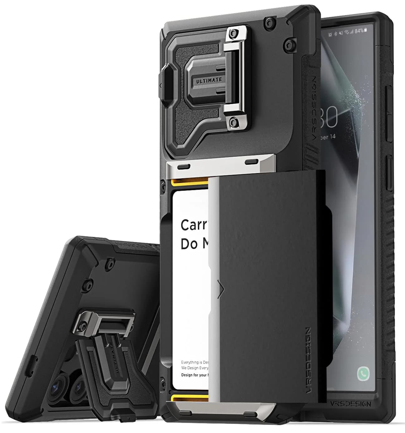 VRS DESIGN Damda Glide DuoGuard for Samsung Galaxy S24 Ultra Phone Case | Semi-automatic Sliding Card Holder with Camera Cover - main product image