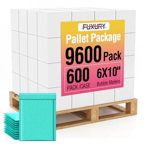 Fuxury Teal Bubble Mailers 6x10" (9600 Pack) | Bulk Value Pack for Small Business Mailing - main product image