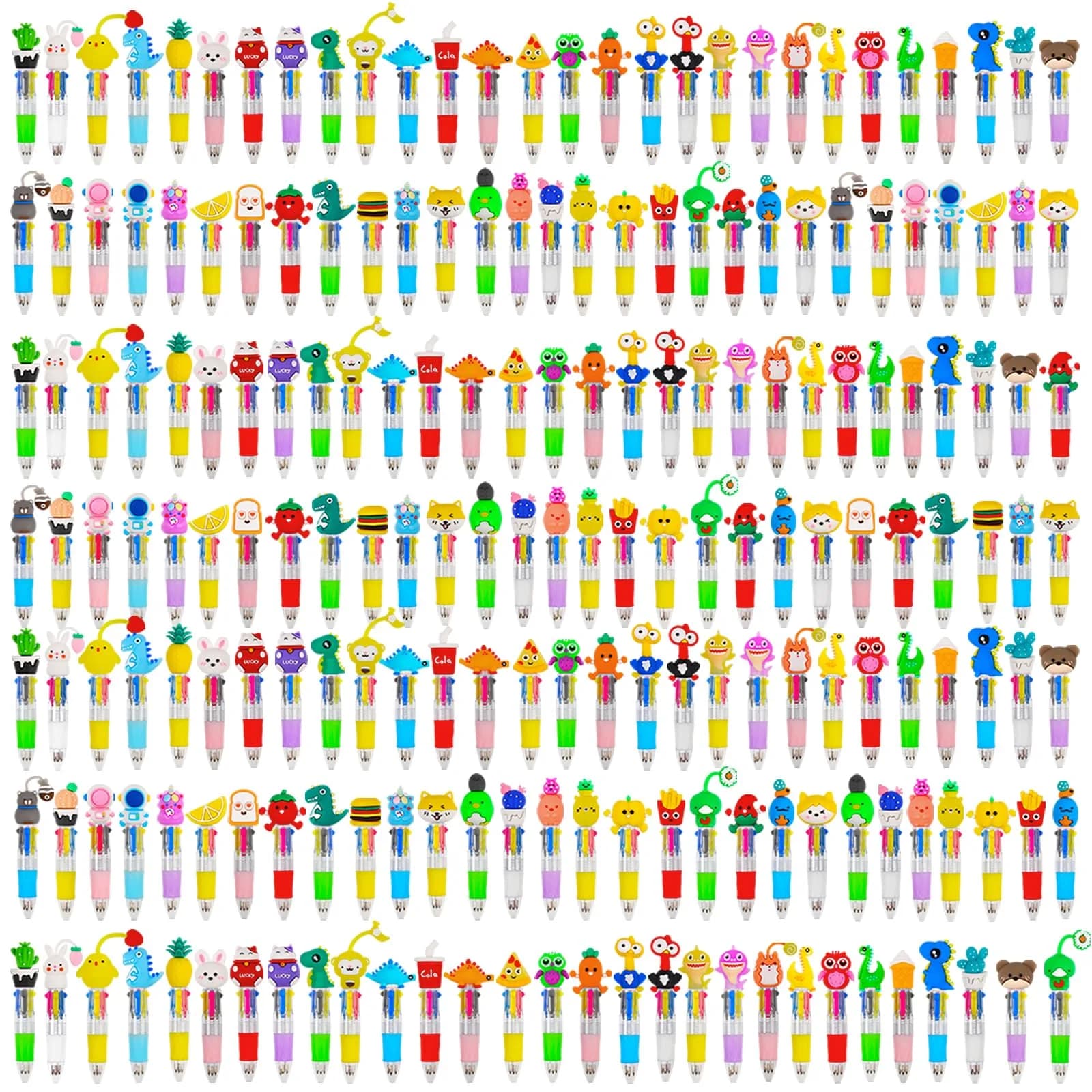 CZWZ 4-in-1 Mini Multicolor Ballpoint Pens Bulk (200 Count, Assorted Designs) | Smooth Ink Flow for Students & Parties - main product image