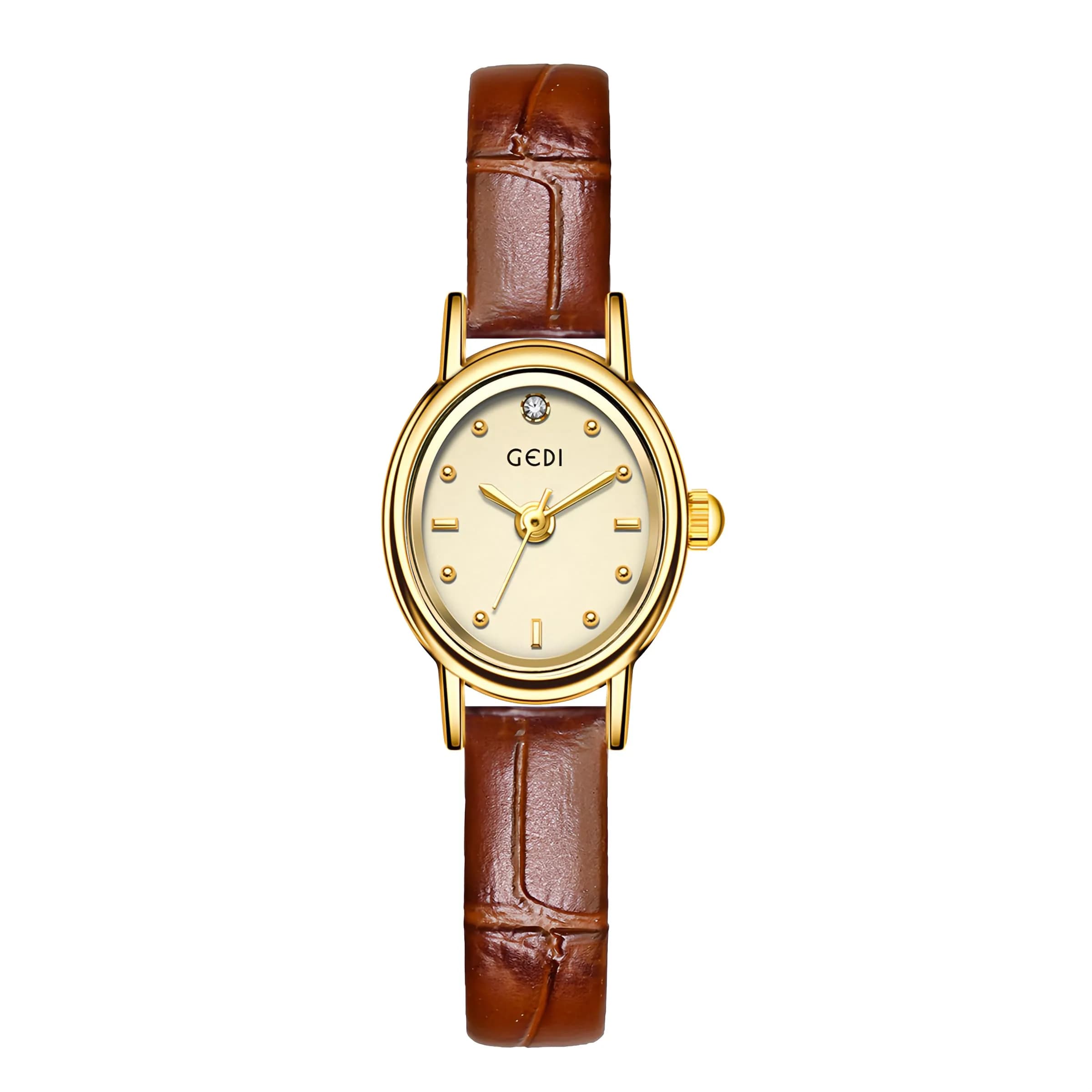 Gosasa Women's Retro Leather Strap Watch 18mm Dial | Elegant Vintage Dress Accessory