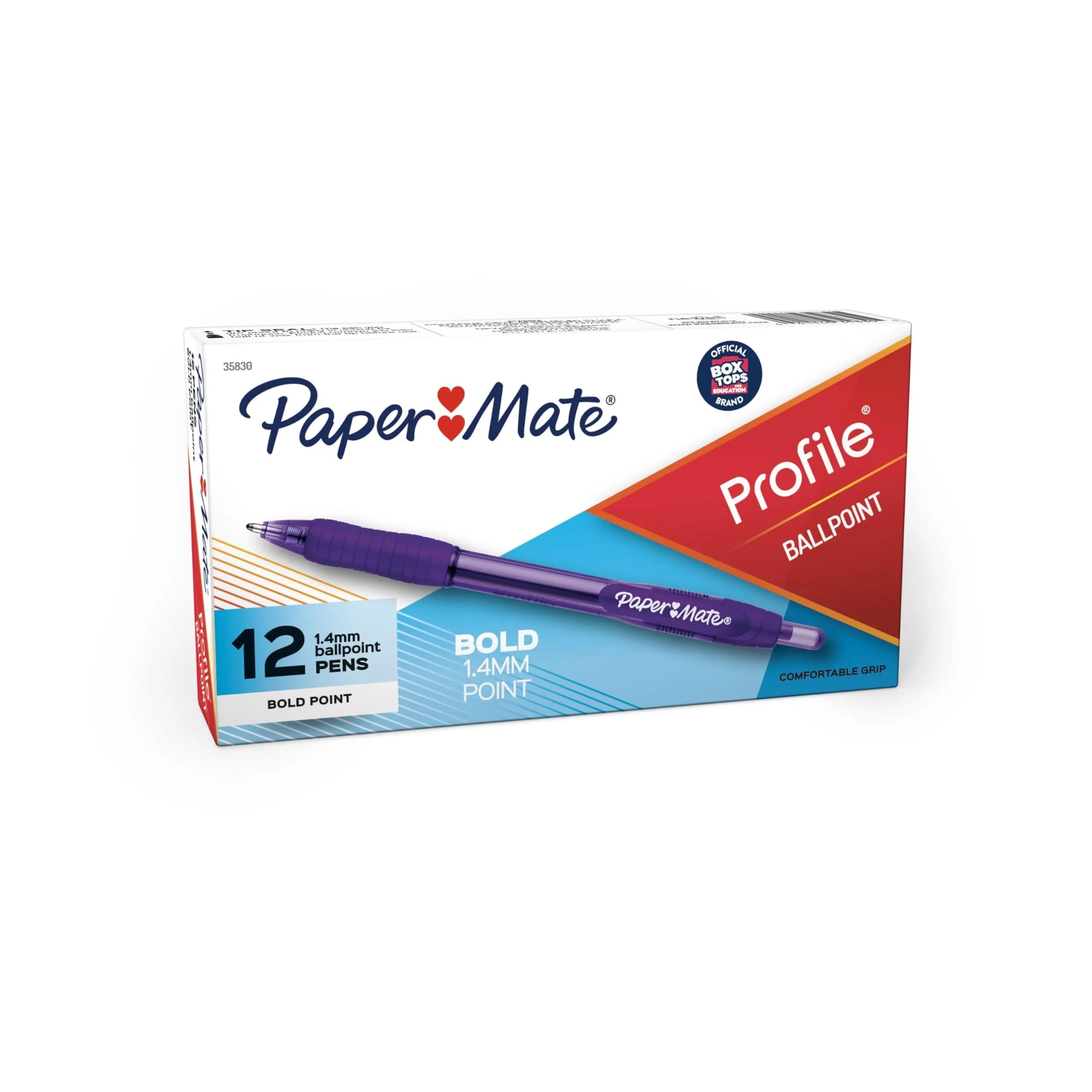 Paper Mate Profile Retractable Ballpoint Pens, Bold (1.4mm) Point, Purple Ink, 12 Count Pack - main product image