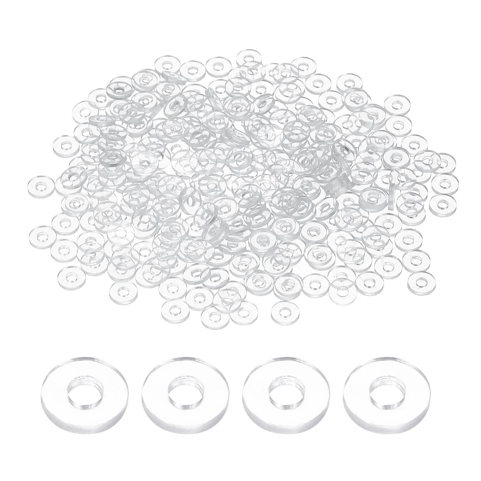HARFINGTON M2 PVC Flat Washers 2mm ID x 5mm OD x 1mm Thick (300-Pack) | Sealing Gasket for Pipes & Doors - main product image