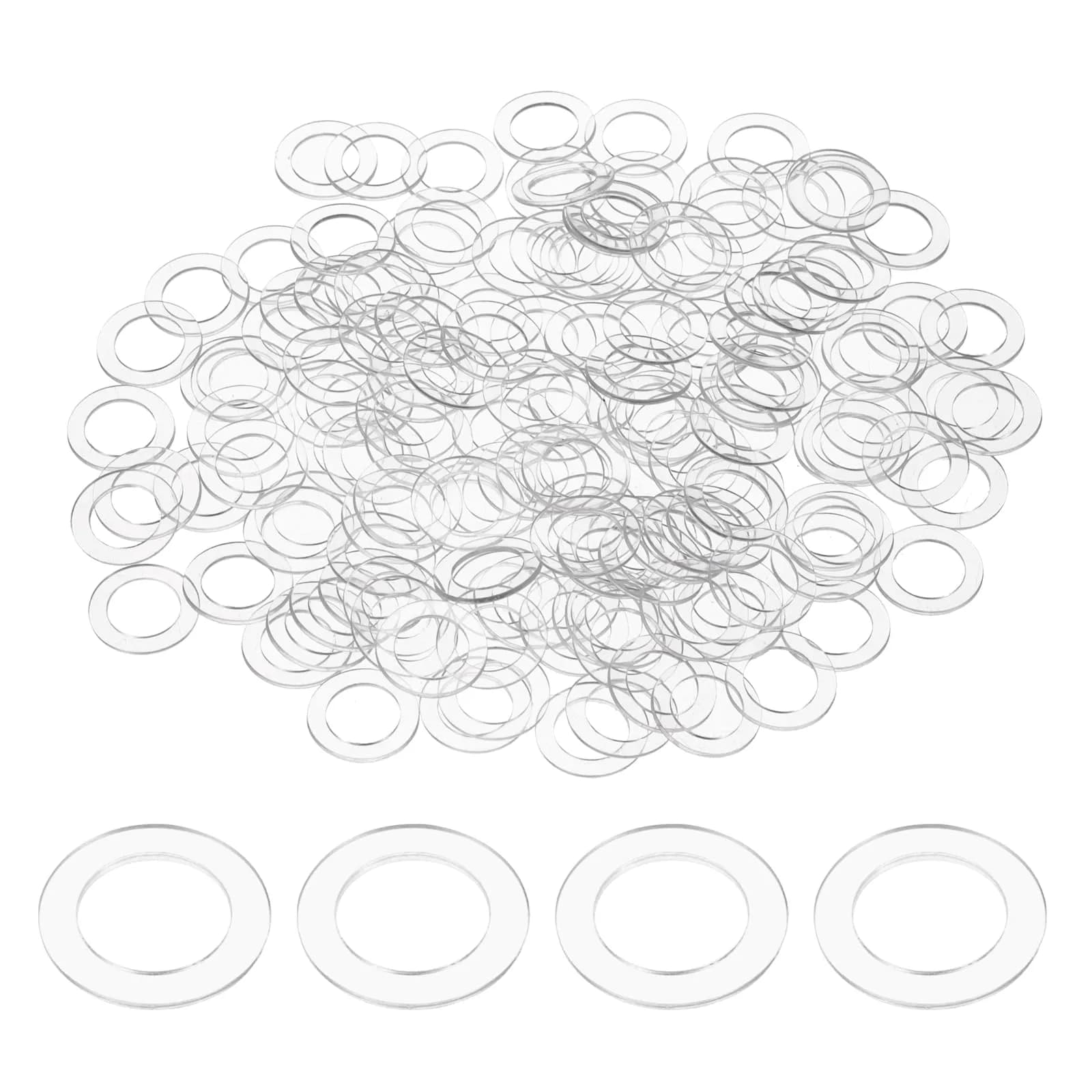HARFINGTON M10 PVC Flat Washers 150pcs 10mm ID x 15mm OD x 1mm Thick | Sealing Gasket Ring Spacer for Pipes & Doors - main product image