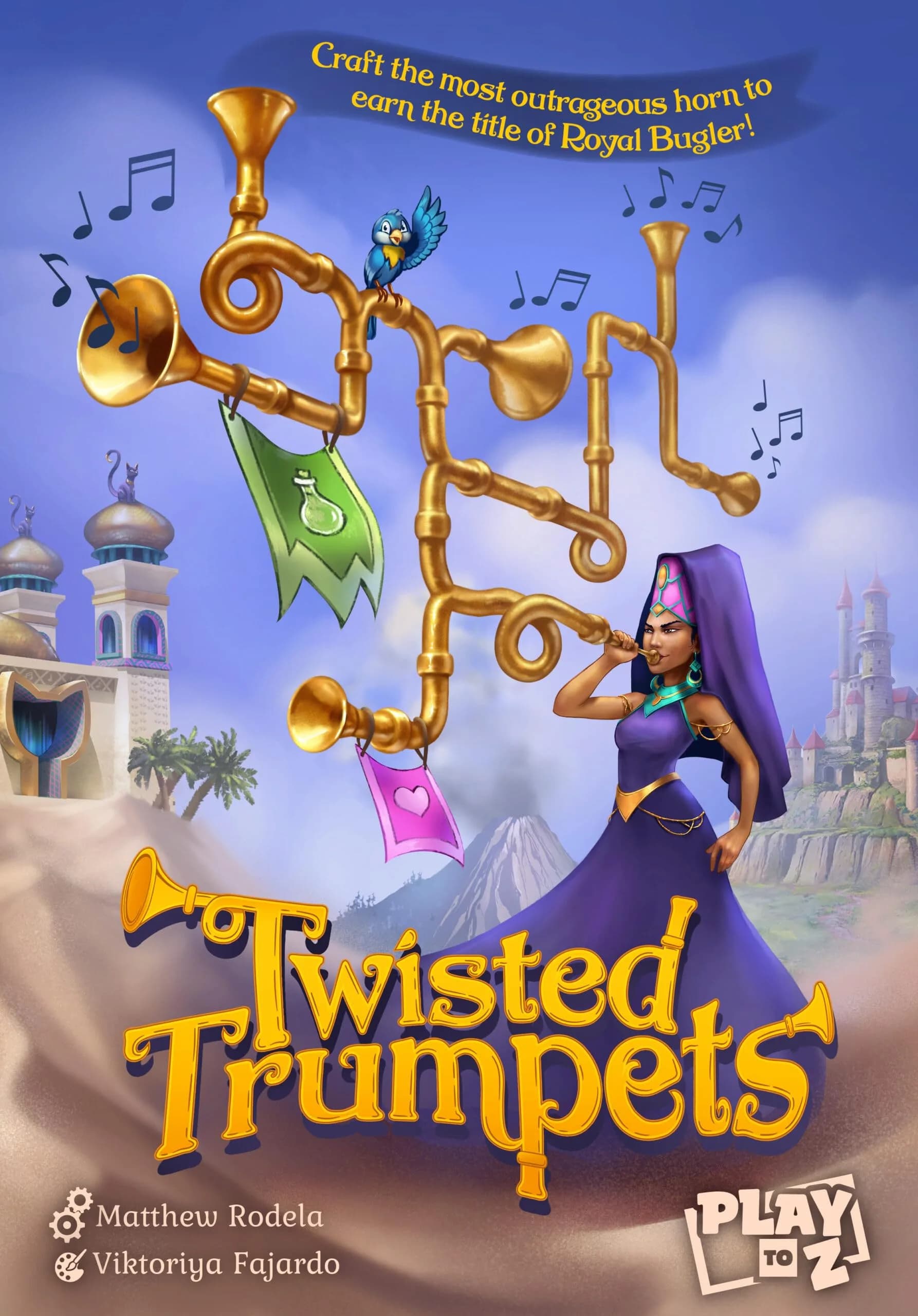 Play To Z Twisted Trumpets Tile-Laying Route-Building Board Game | Family Strategy Fun (70-120 chars)