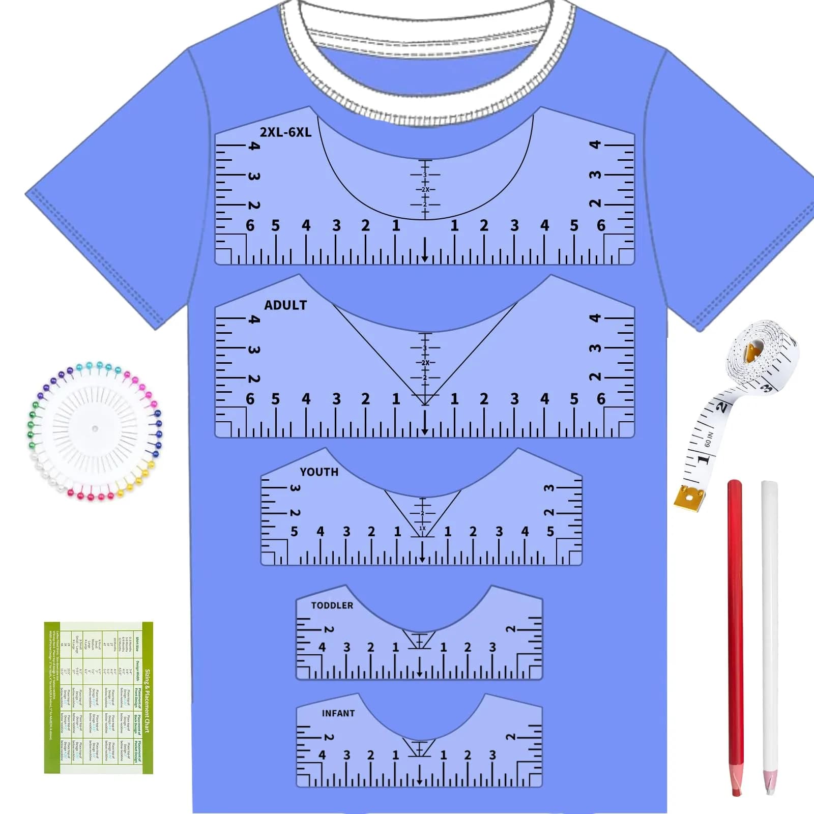 tietoc T-Shirt Ruler Guide for Vinyl Alignment 10in (25.4cm) | Centering Designs for Heat Press & HTV - main product image