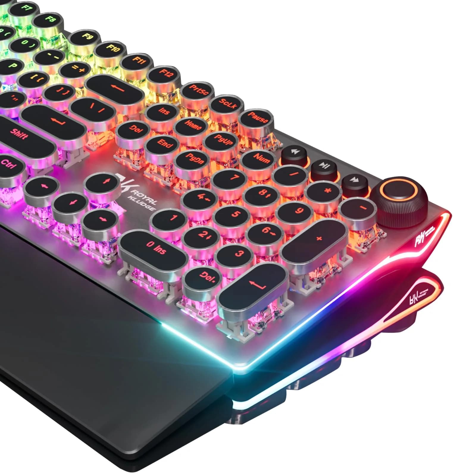 RK ROYAL KLUDGE X108 Typewriter Mechanical Keyboard 108 Keys RGB Backlit Shadow Black - main product image