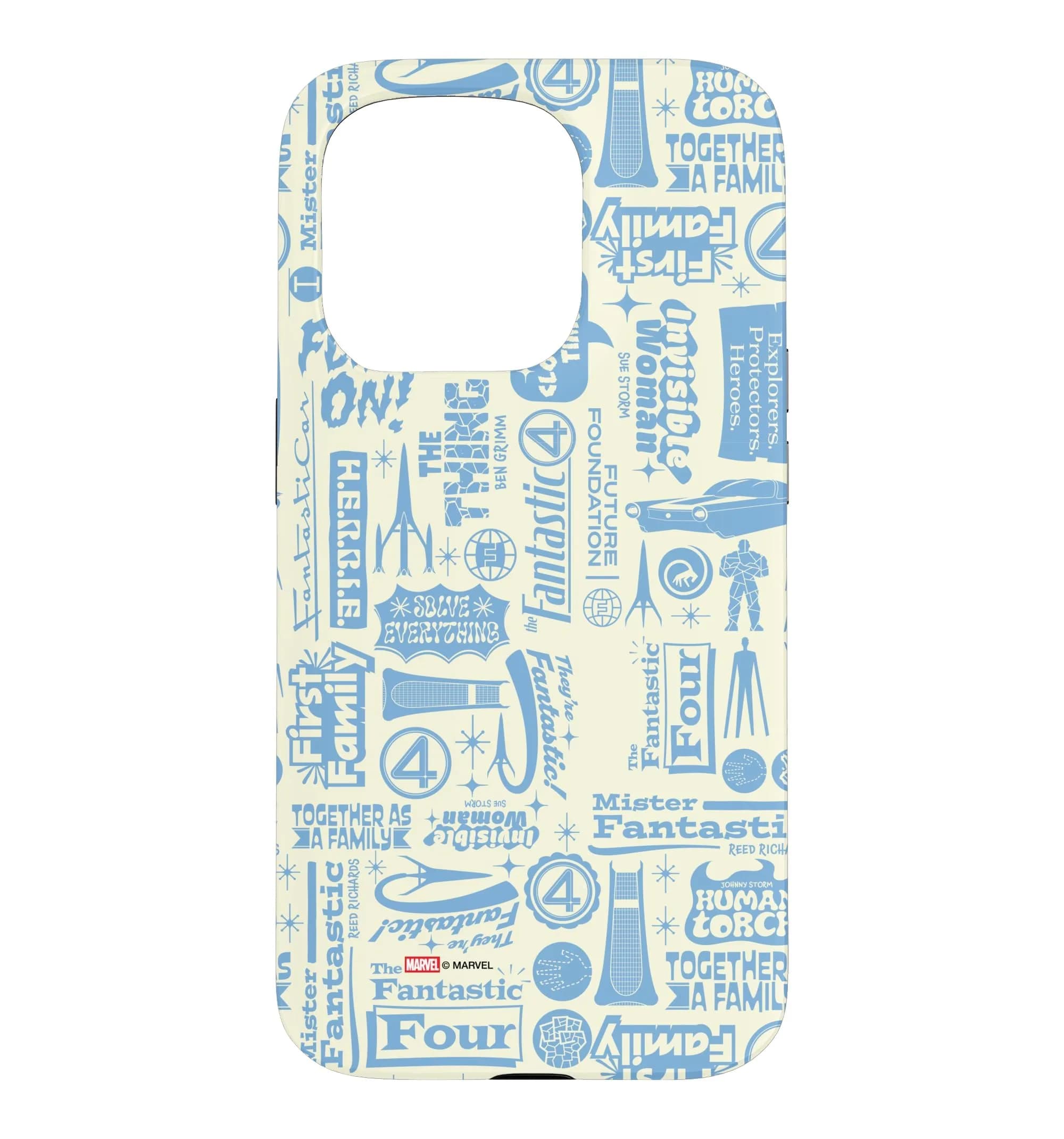 Marvel Fantastic Four iPhone 15 Pro Case | Atomic Age Superhero Design, Shock-Resistant, Printed in the USA