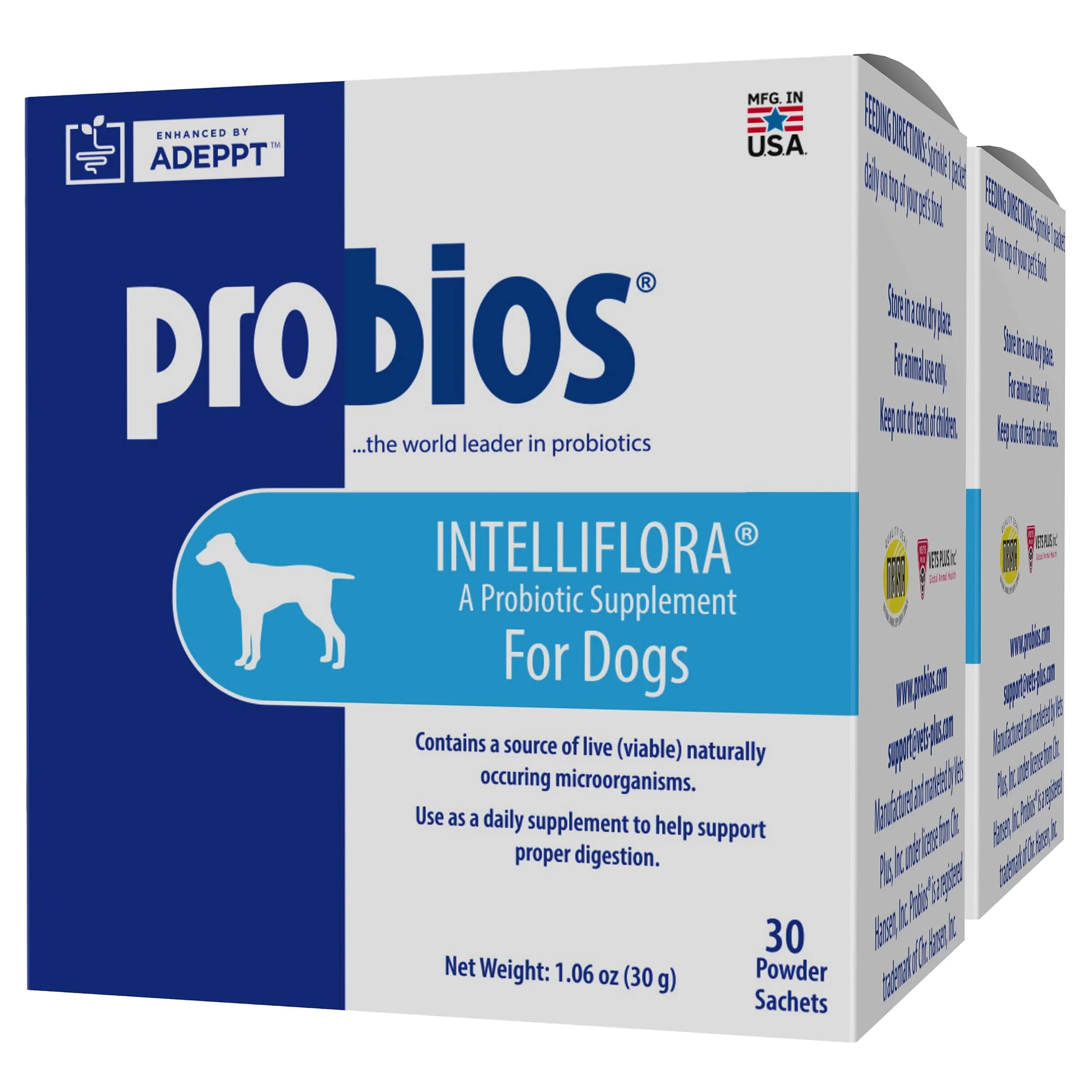 Probios Intelliflora Dog Probiotic Powder 30 Sachets | Shelf-Stable, 200 Million CFU/g, Supports Digestion & Immunity