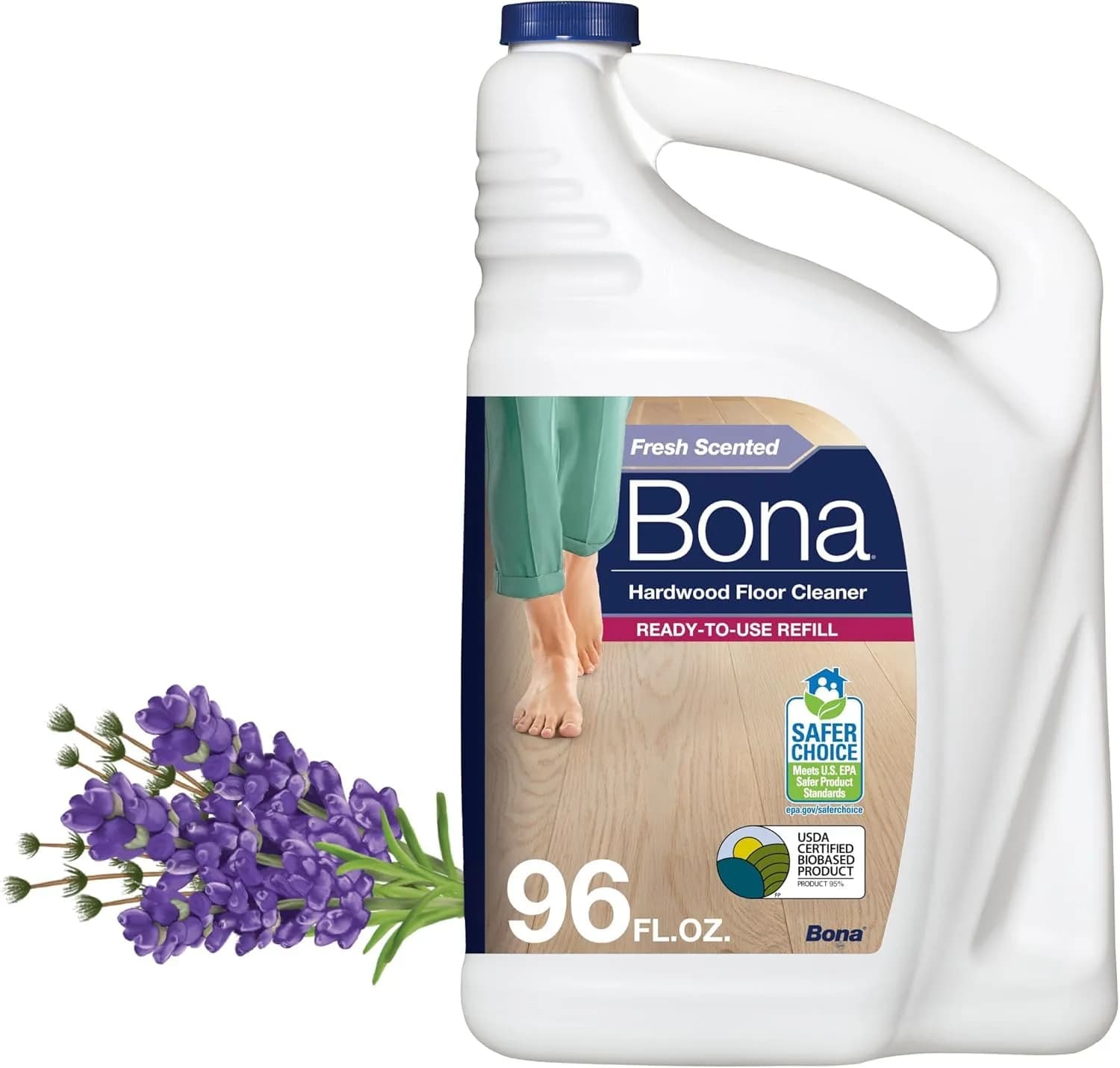 Bona Hardwood Floor Cleaner Refill Lavender Thyme Scent, 2840ml (96 fl oz) | Residue-Free Wood Floor Cleaning Solution - main product image