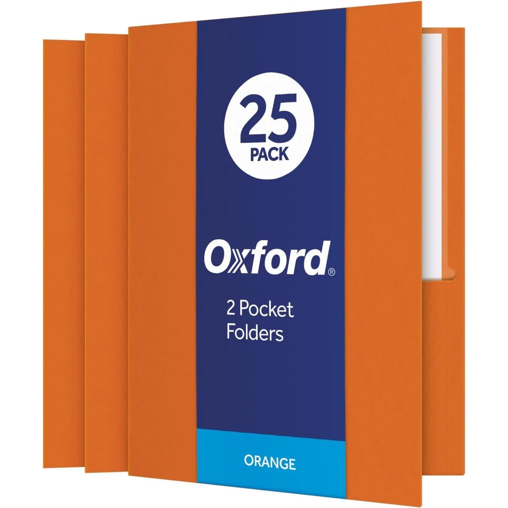 Oxford Twin-Pocket Folders, Letter Size, Orange, 125 Count | Textured Paper for Professional Organization - main product image