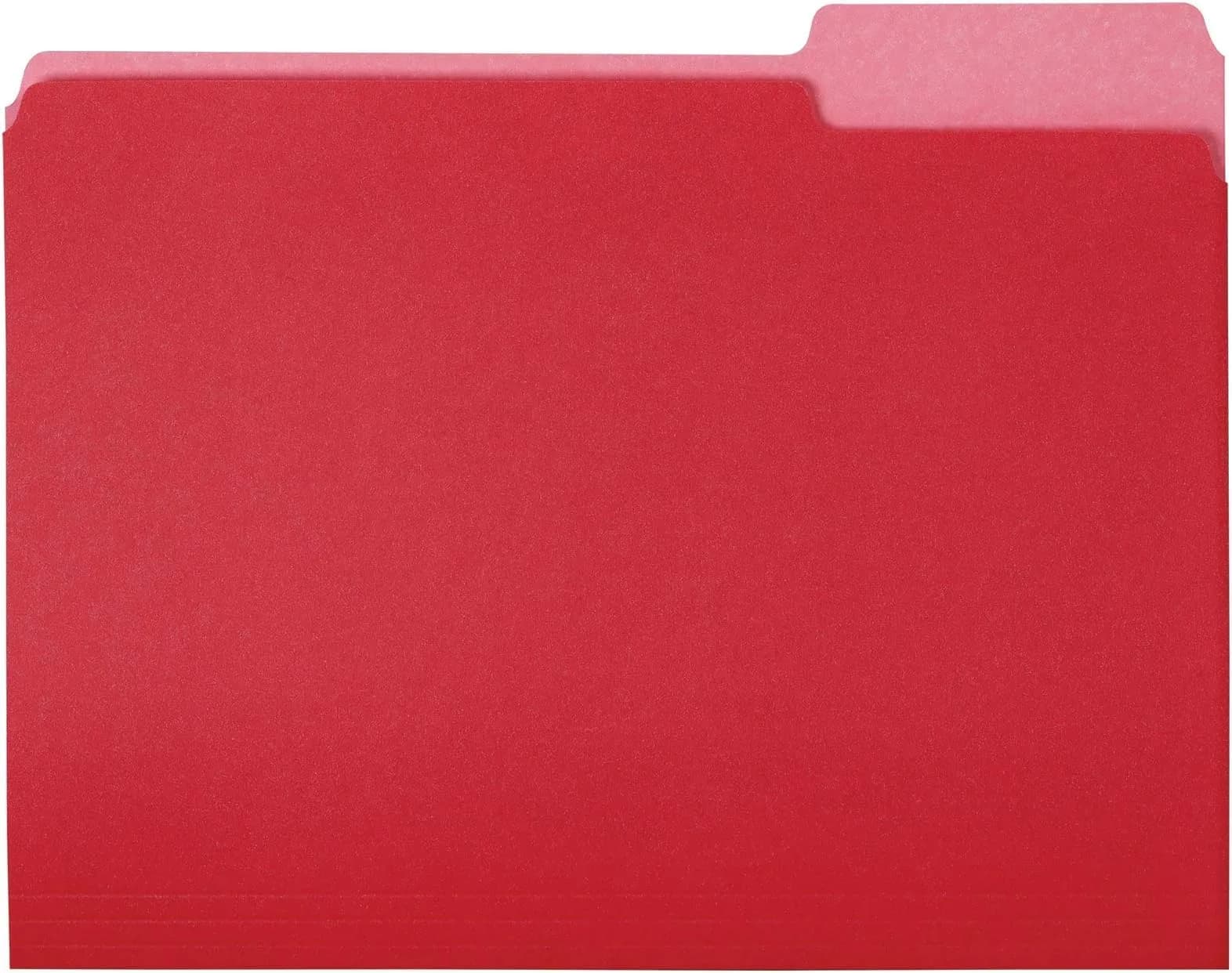 Amazon Basics File Folders, Letter Size, 1/3 Cut Tab, Red, 360 Pack | Durable Red Covers with Lighter Interiors - main product image