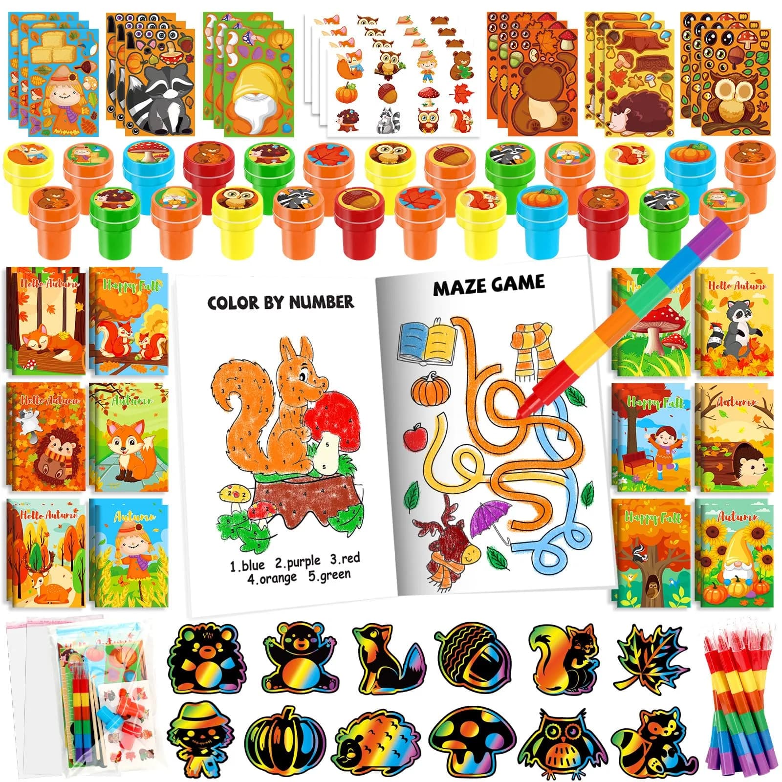 BenLouis Fall Party Favors Classroom Prizes for Kids | 84pcs Assorted Thanksgiving Kids Gifts - main product image