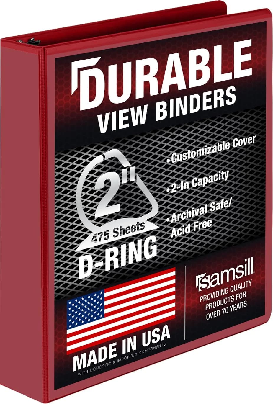 Samsill 5.1cm (2 Inch) D-Ring Binder, Dragonfruit, Holds 475 Pages | Customizable Clear View Cover - main product image