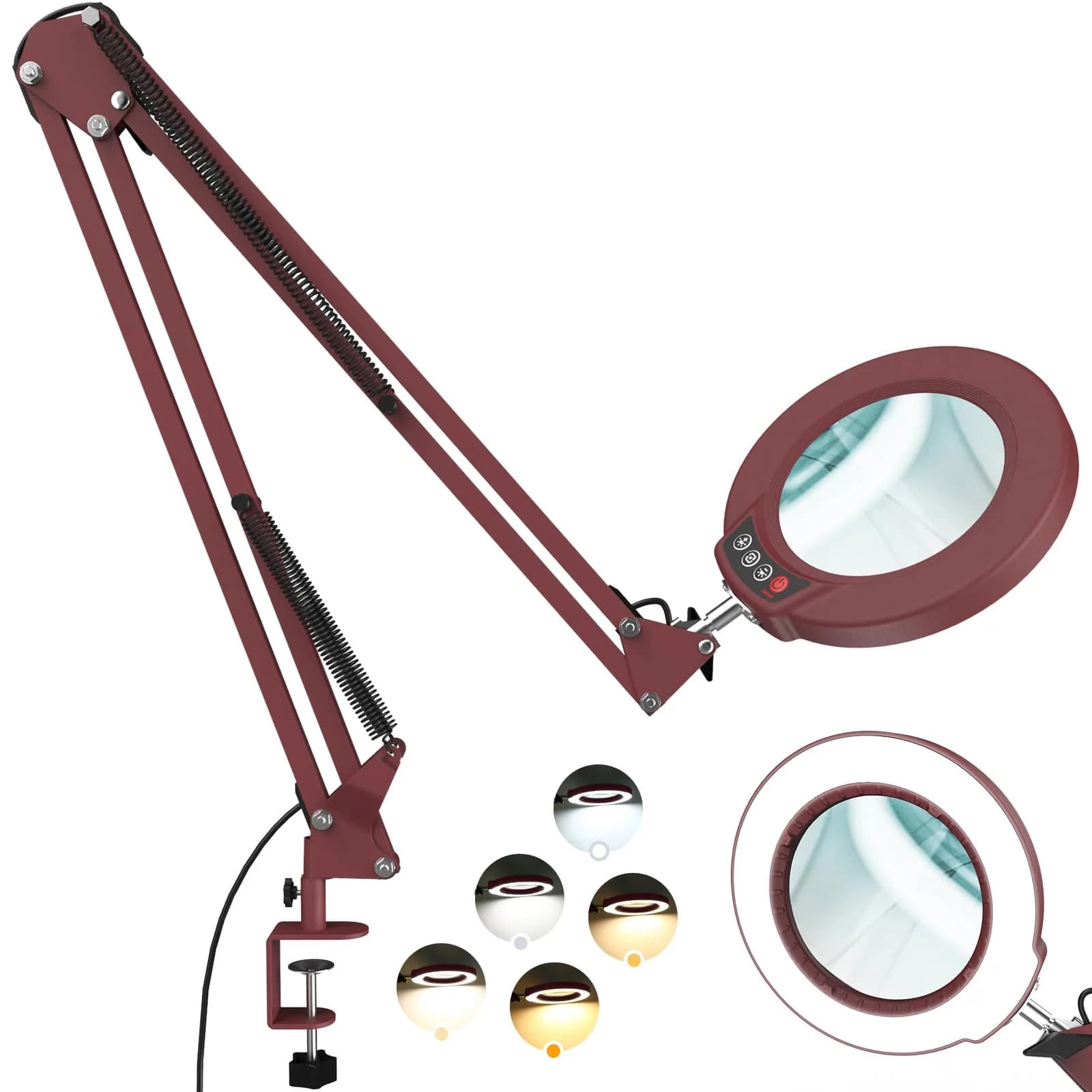 Krstlv Magnifier with Light & Clamp 12X | Adjustable Swing Arm Desk Lamp for Close Work