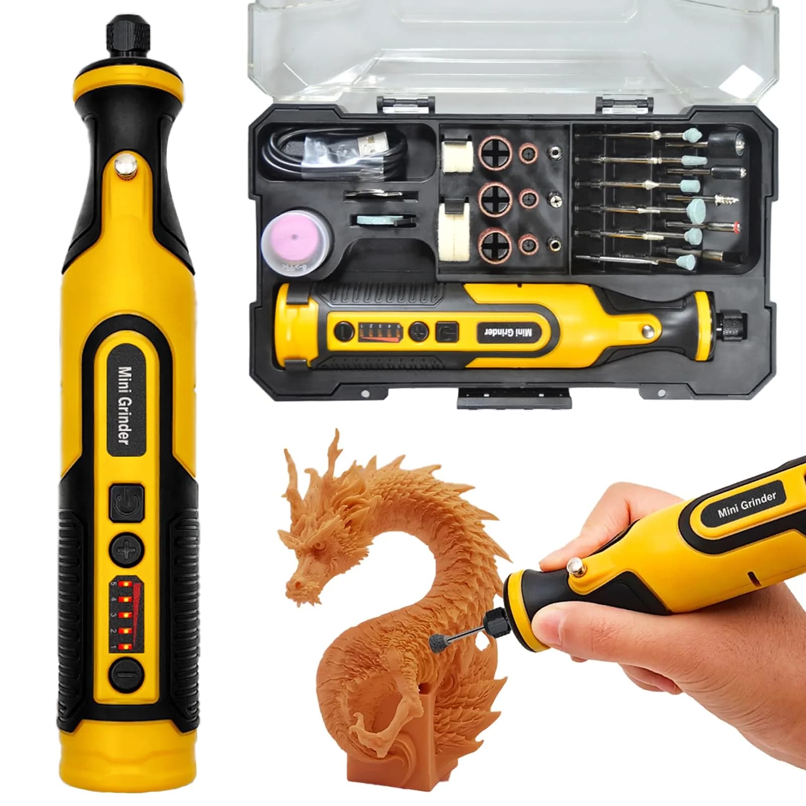 XIFOWE 7.2V Mini Cordless Rotary Tool | 59 Attachments for DIY Crafts, Metal & Wood Polishing, 3D Resin Sanding