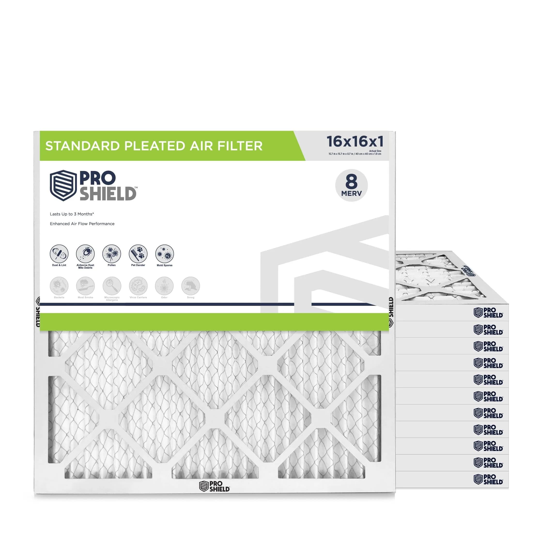 Proshield 16x16x1 MERV 8 HVAC Air Filter | 12 Pack for Indoor Air Quality - main product image
