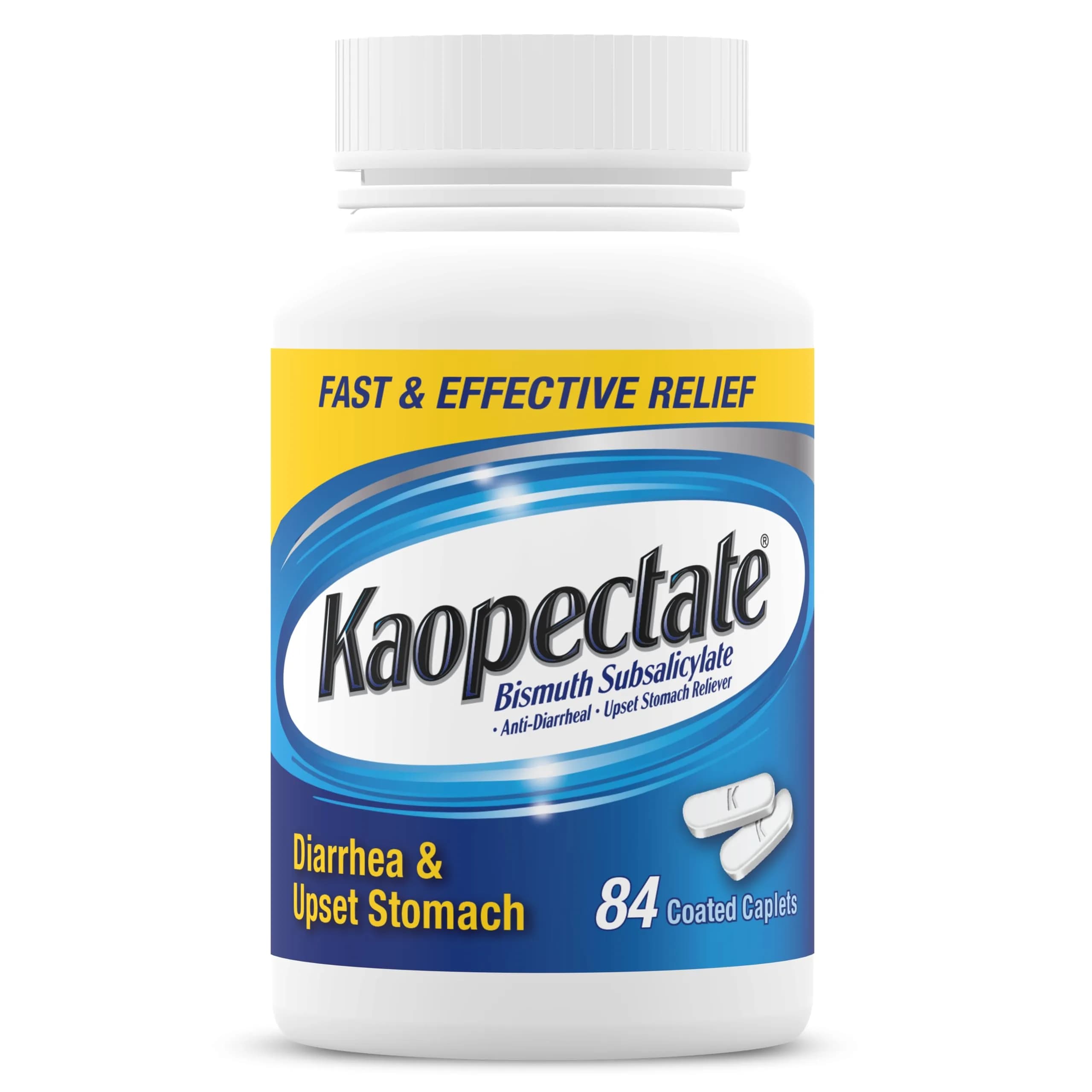 Kaopectate Multi-Symptom Anti-Diarrheal & Upset Stomach Reliever, 84 Caplet | Fast GI Discomfort Relief for Adults - main product image