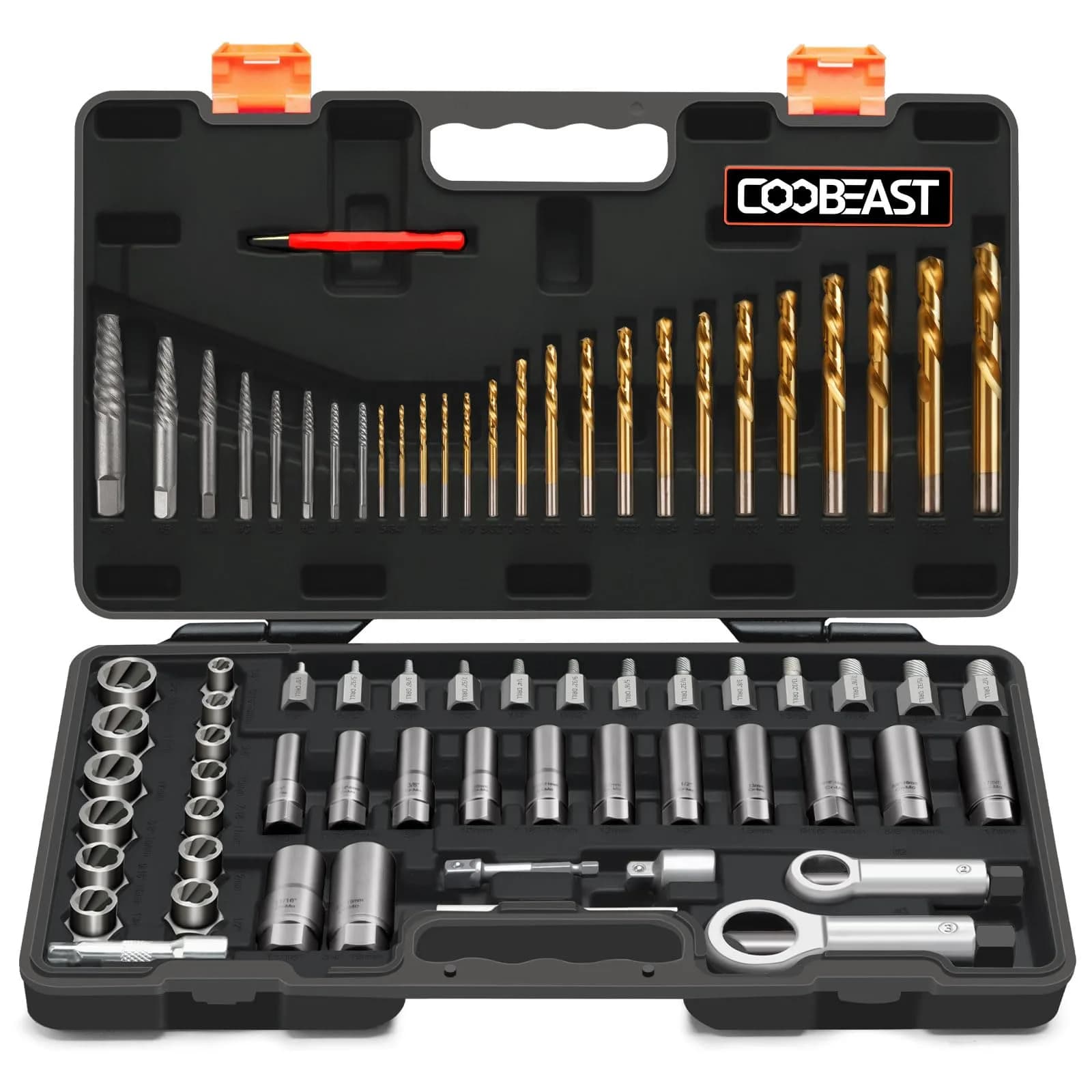 coobeast Bolt Extractor Kit 72PCS | Heavy Duty, Durable & Sharp for Broken Bolts & Screws