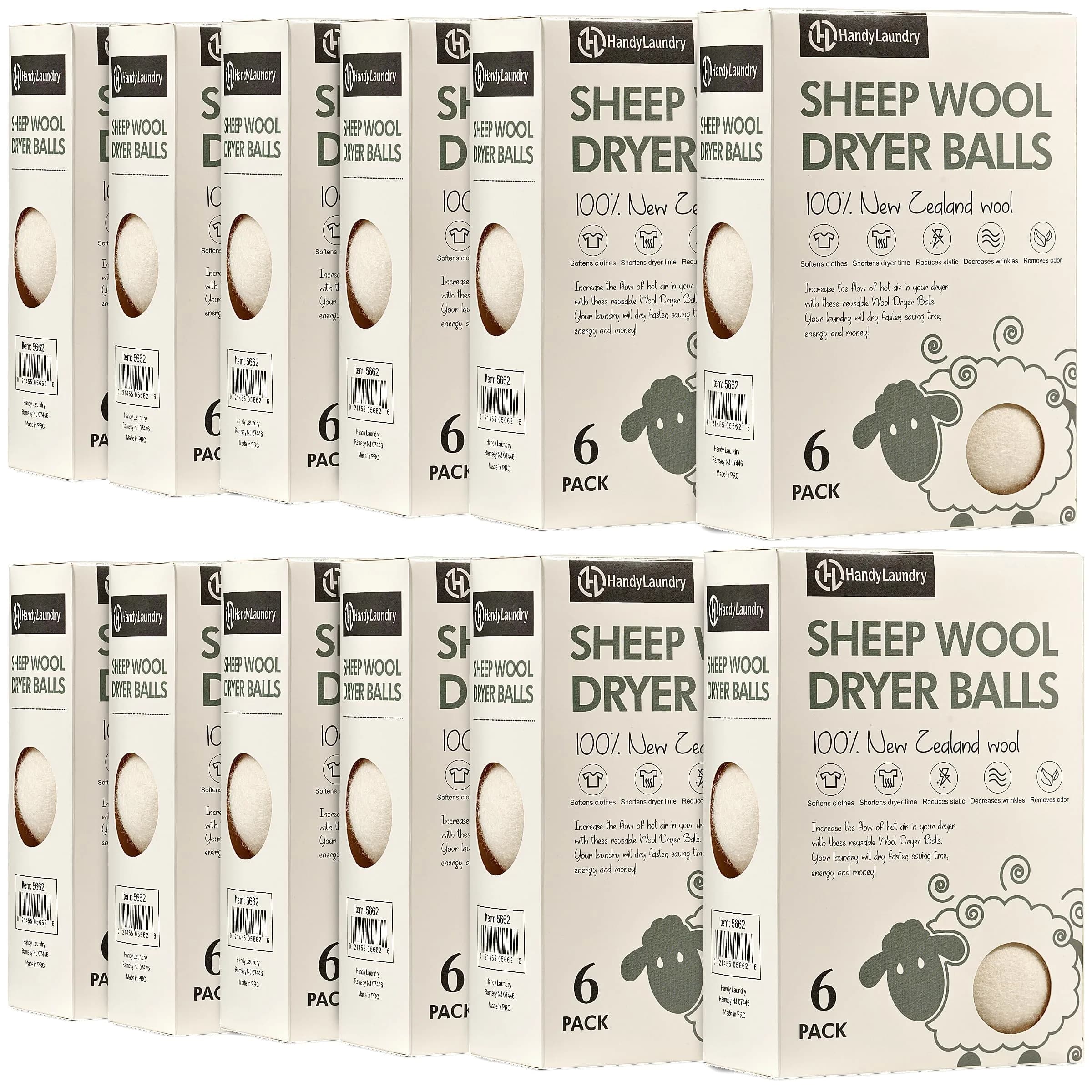 Handy Laundry Wool Dryer Balls (Pack of 72) | Natural Fabric Softener Alternative - main product image