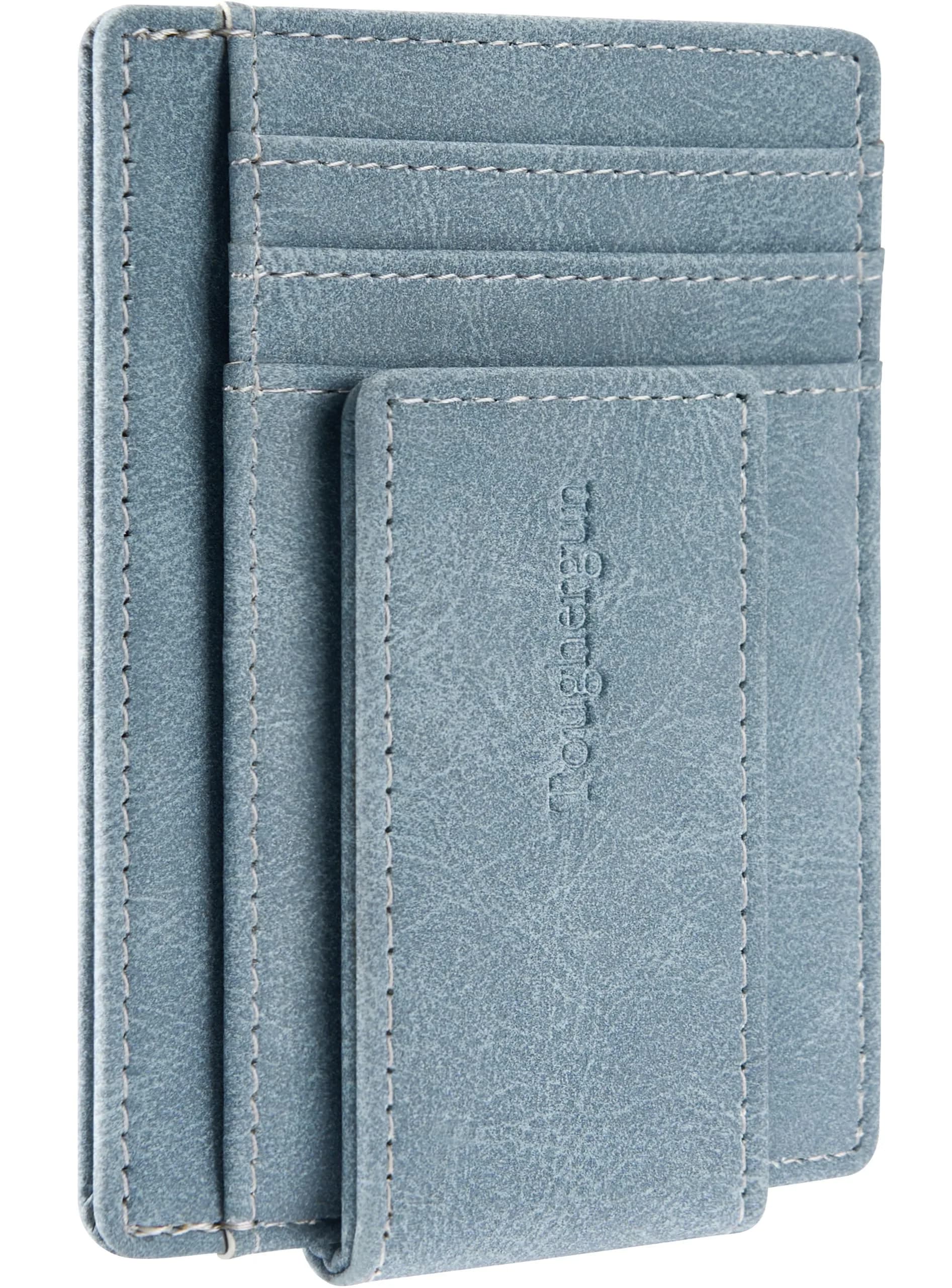 Toughergun Slim Wallet for Men RFID Blocking Money Clip, Minimalist Front Pocket Credit Card Holder, Magnetic Thin Mens Wallets with ID Window (Russet Brown, 4" x 3" x 0.3")