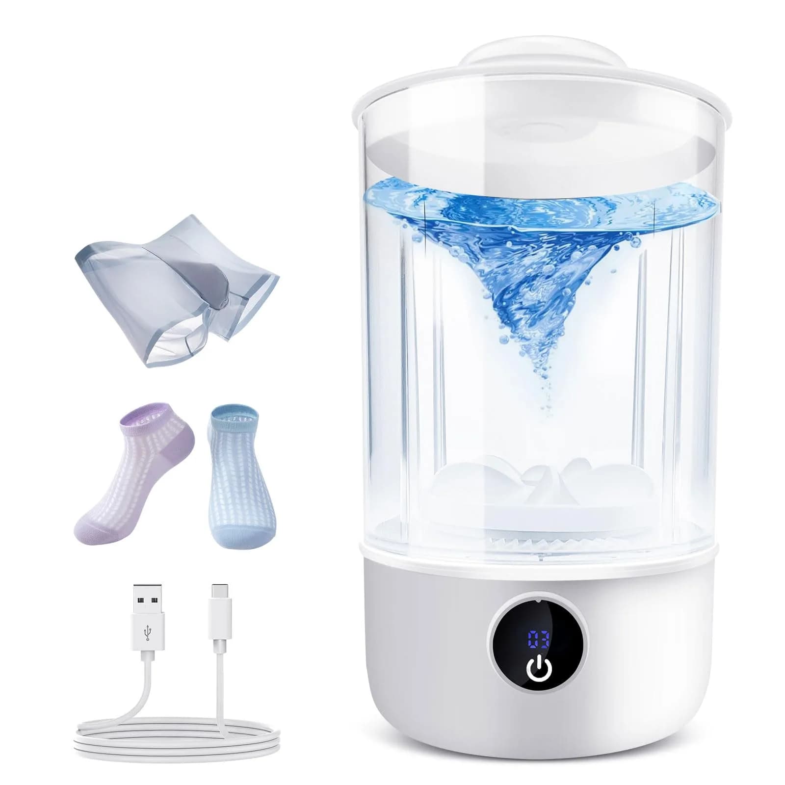 SUNHAIXIA White Washer FC243B Portable Mini Washing Machine | Compact Deep Cleans Underwear, Baby Clothes, Small Laundry (White) - main product image