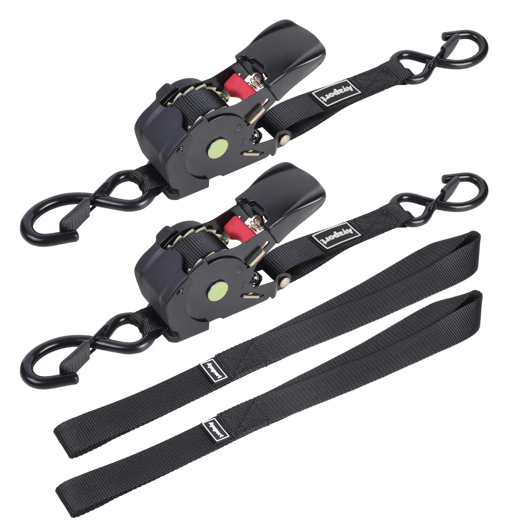 Ayaport Retractable Ratchet Straps 2.54cm x 3.81m (1" x 12.5ft) 2-Pack | Heavy Duty 544kg (1200lbs) Break Strength Tie Downs - main product image