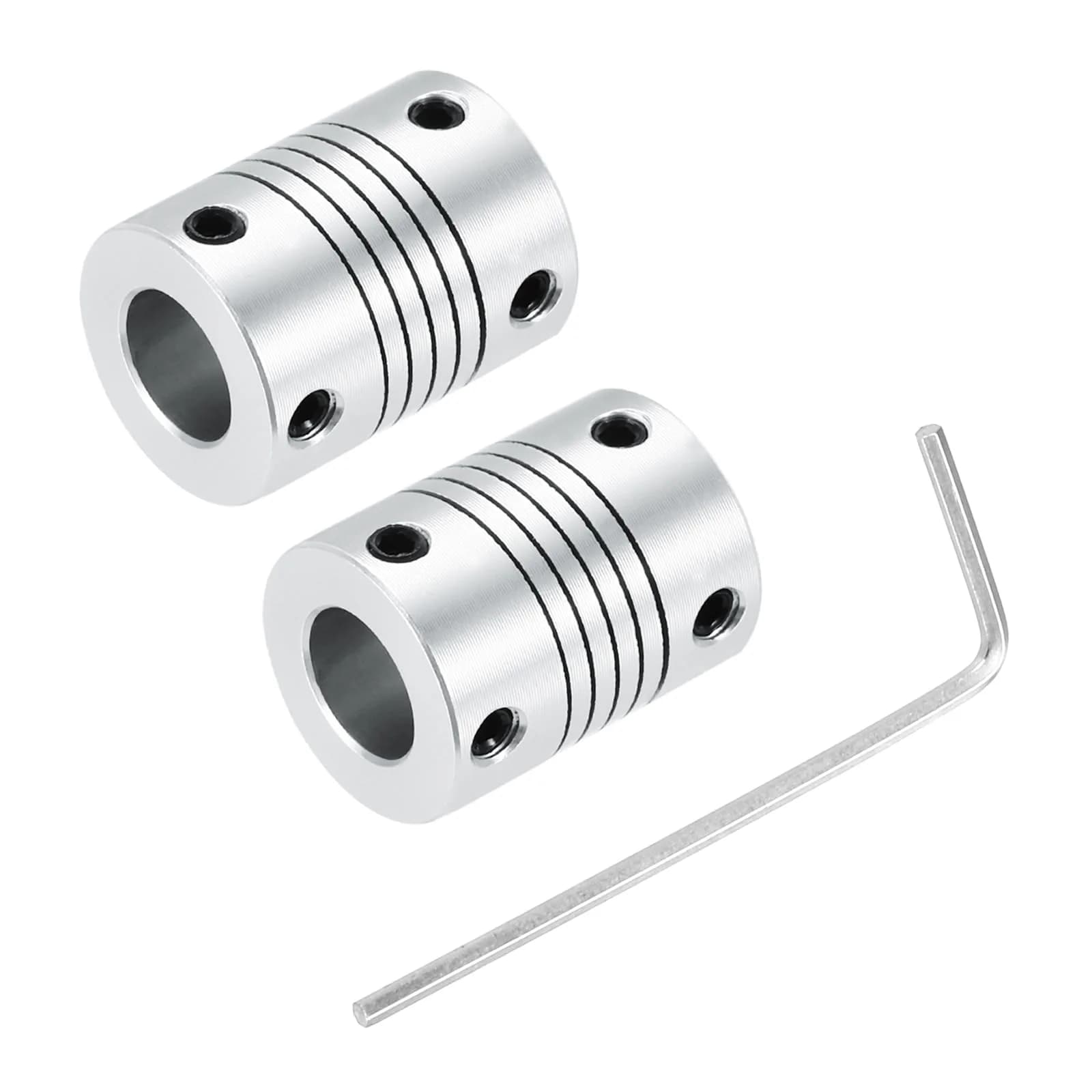 uxcell 2Pcs 10mm to 10mm Aluminum Alloy Shaft Coupling L25xD19 Flexible Coupler Beam with Hex Wrench | Precision Alignment for 3D Printers & CNC - main product image