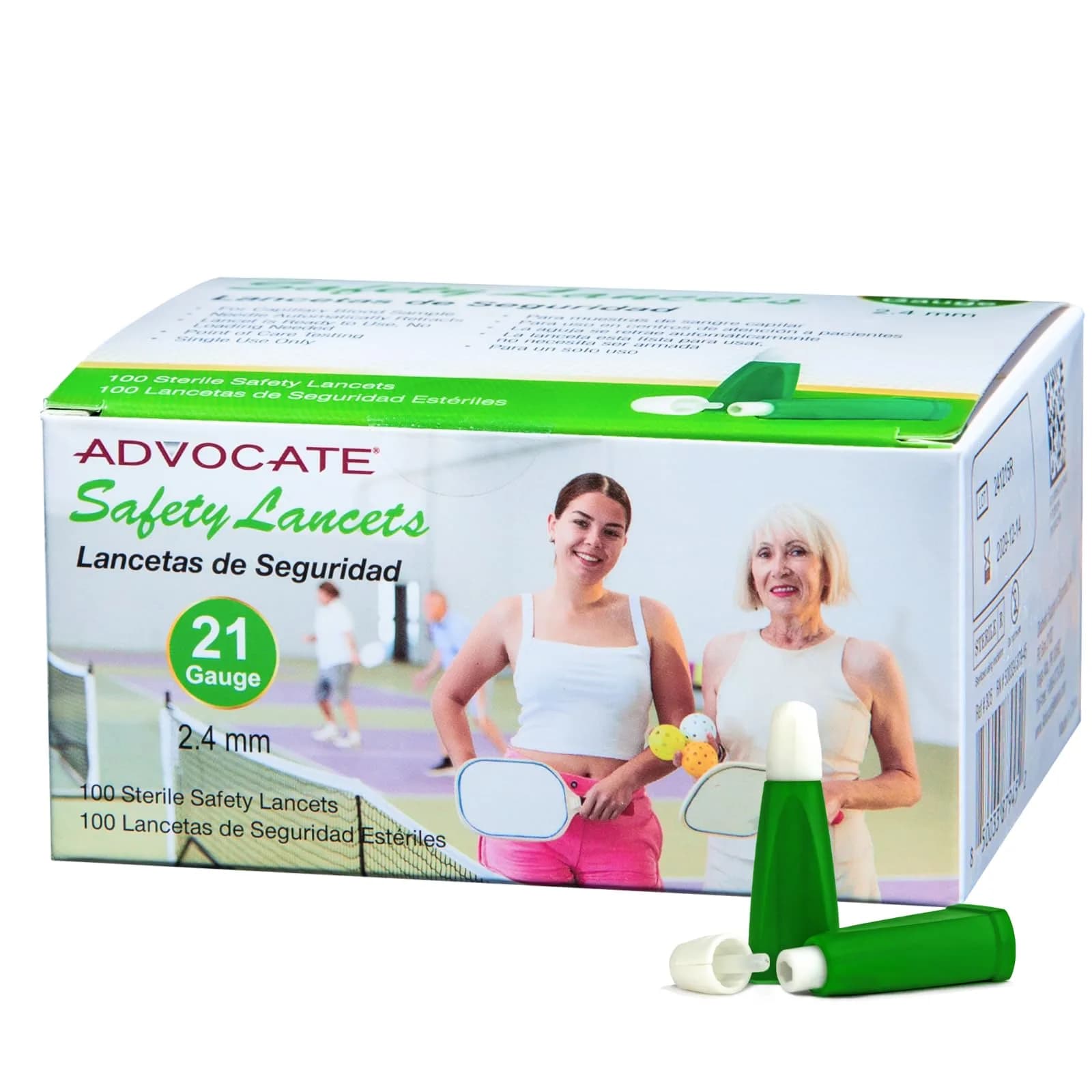 Advocate Safety Lancets 23G 2.2mm | Retractable Needle, Sterile, 100 Count