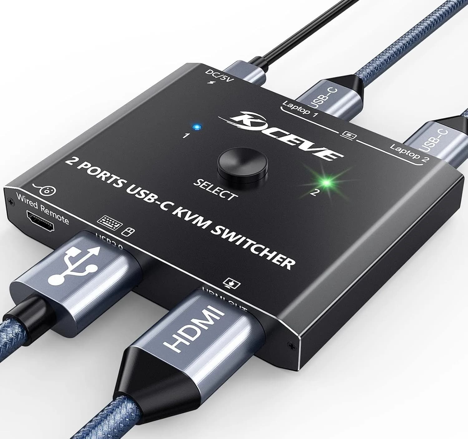 MLEEDA USB C KVM Switch 4K@60Hz for 2 Laptops | Share HDMI Monitor & Keyboard Mouse - main product image