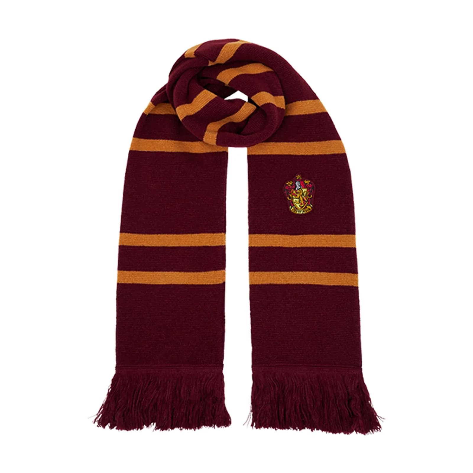 Harry Potter Gryffindor Red & Yellow Knitted Crest Scarf | 66" x 7" Warm Winter Accessory - main product image