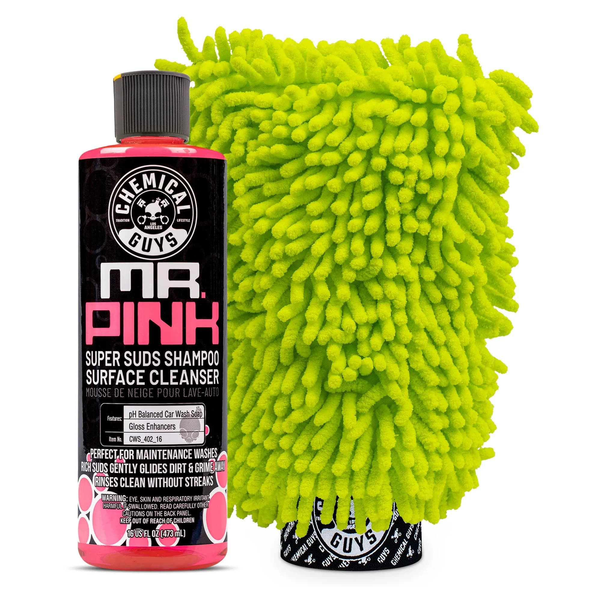 Chemical Guys Mr. Pink Foaming Car Wash Soap & Chenille Mitt Kit 473ml (16 fl oz) | Scratch-Free Wash for All Surfaces - main product image