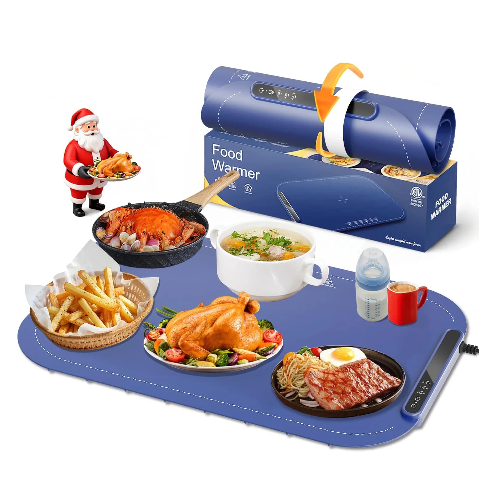 Kismile Food Warming Mat 3-Temp Blue | Rapid Full-Surface Heating & Portable - main product image