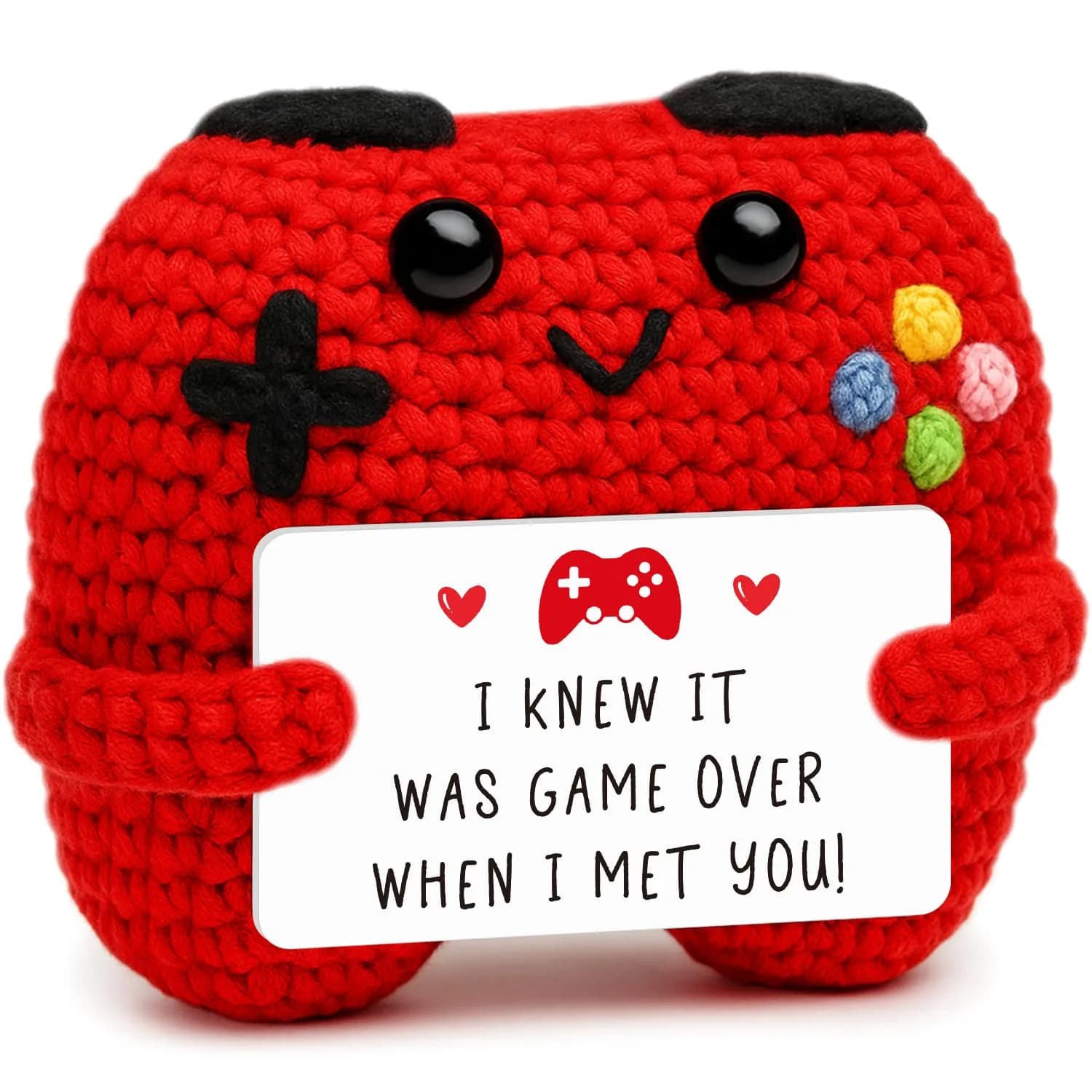 Busy Gaming Life Handmade Crochet Game Controller Red Small | Romantic Gift for Couples - main product image