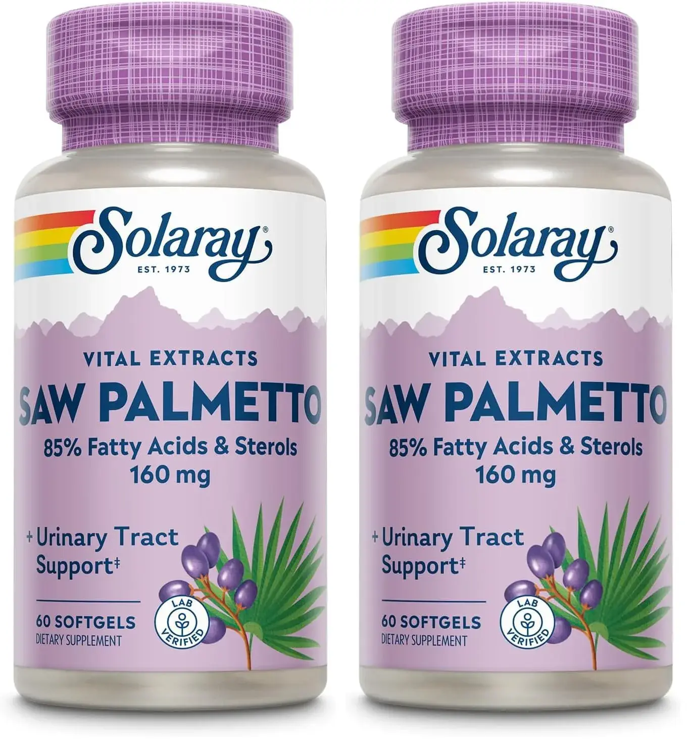 SOLARAY Saw Palmetto Extract 136 mg | Prostate & Urinary Support, Lab Verified, 60 Servings, 2-Pack