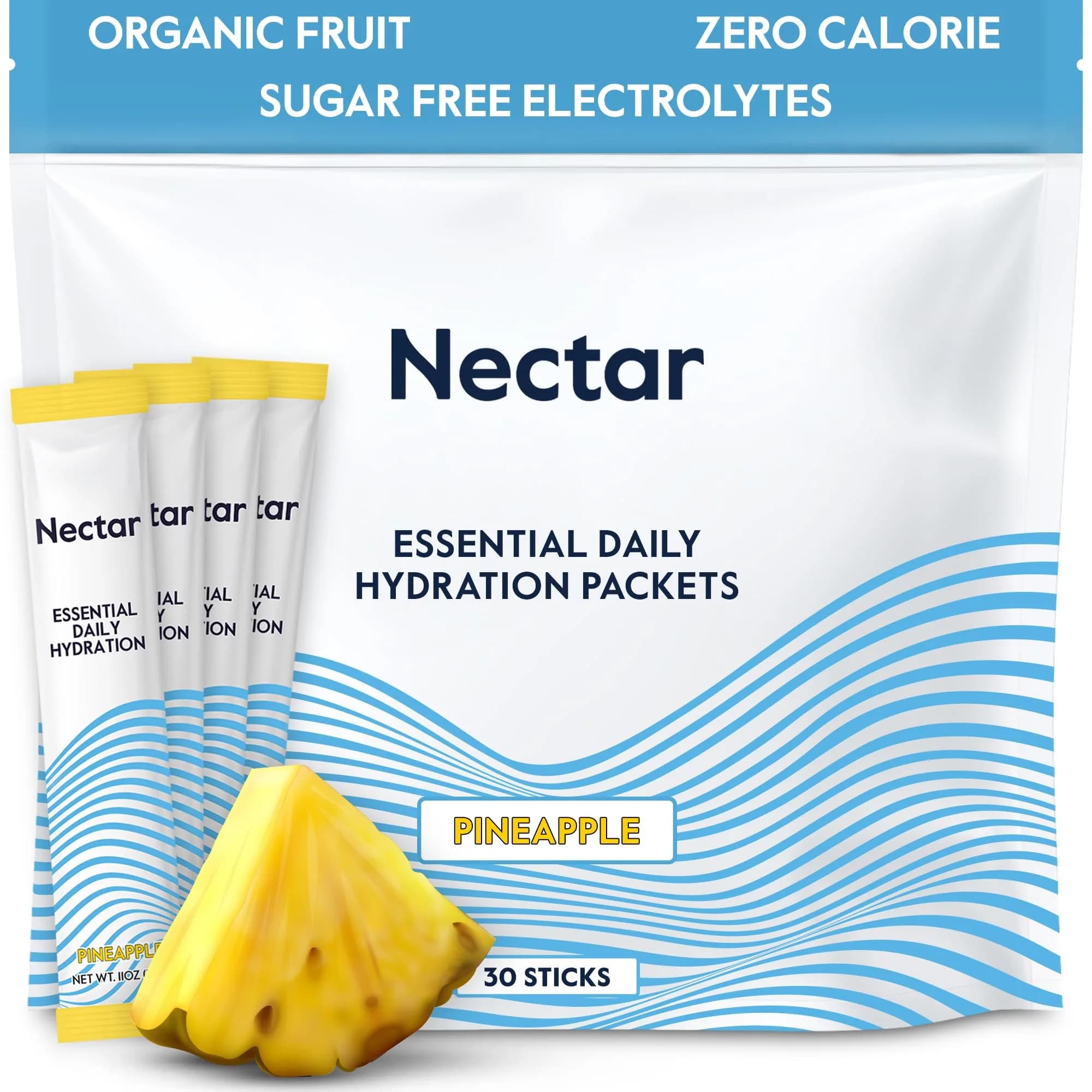 Nectar Hydration Packets Pineapple Flavor | Zero Calorie Electrolyte Powder for Rapid Hydration - main product image