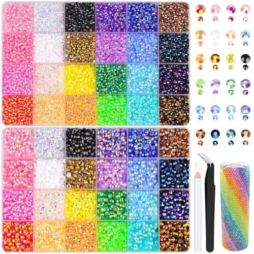 TINKRSTUFF Jelly Rhinestones Bulk Set, 38500Pcs 3mm&5mm Multicolor Flatback Resin Gems with 3x 10ml B7000 Glue | Bedazzling Kit for Crafts - main product image