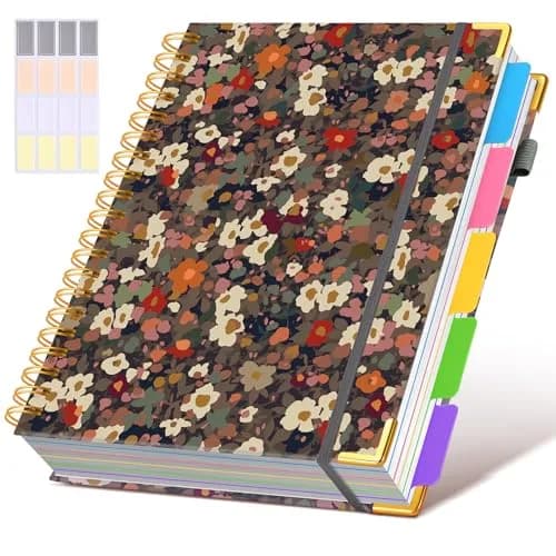 dilitego Hardcover Spiral Notebook Journal 8"x10" Flower | 300 Pages College Ruled for Work School Note Taking - main product image