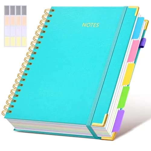 dilitego Hardcover Spiral Notebook with Removable Dividers, 300 Pages A5 College Ruled, 100GSM Paper, Blue | Smooth Ink Flow Acid-Free Paper - main product image