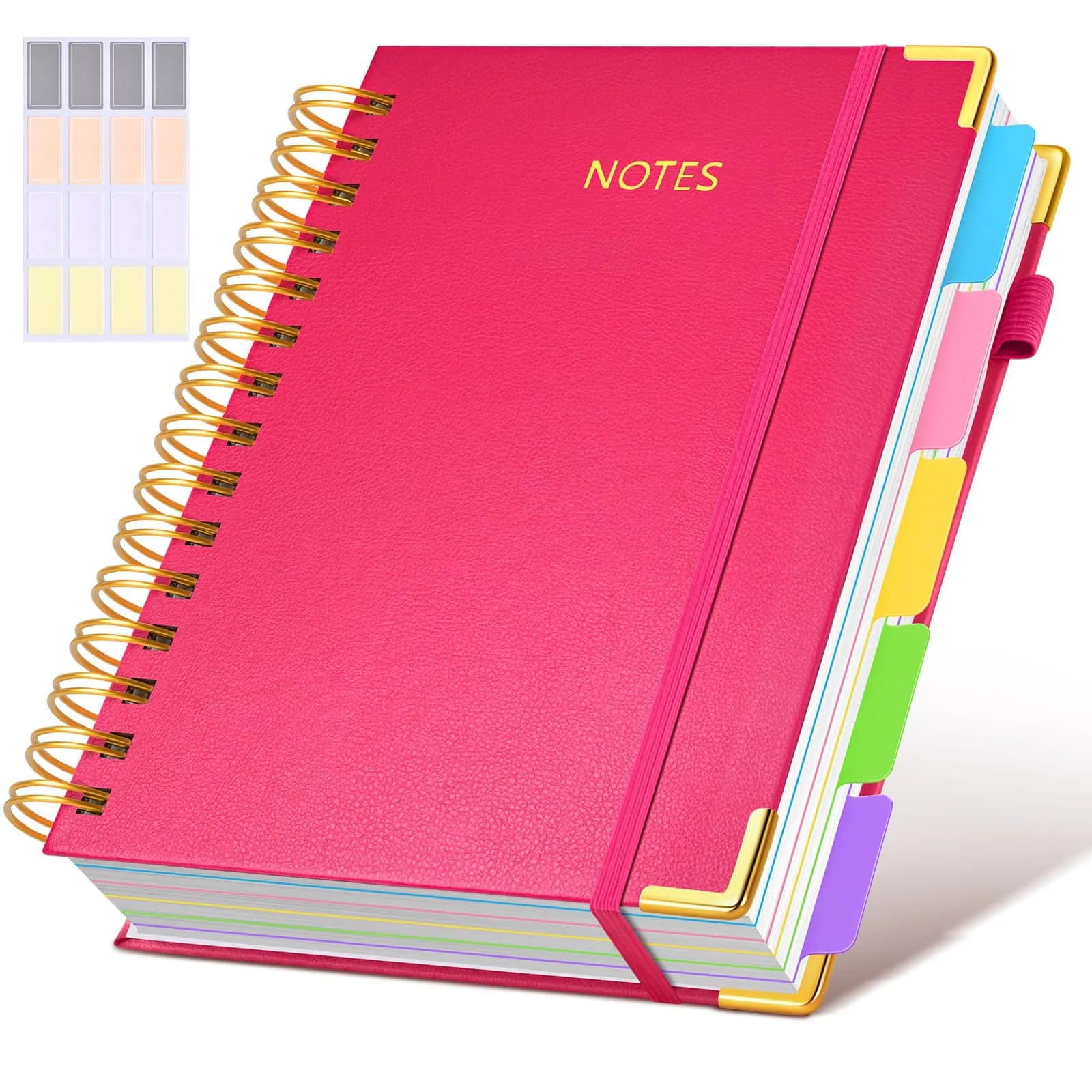 dilitego Hardcover Spiral Notebook with Removable Dividers, 300 Pages A5 Rose | College Ruled Journal for Work School Note taking - main product image